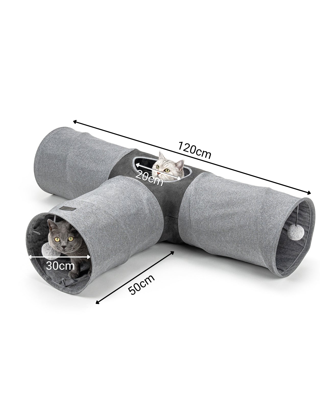 Tunnel pour chat avec balle de jeu