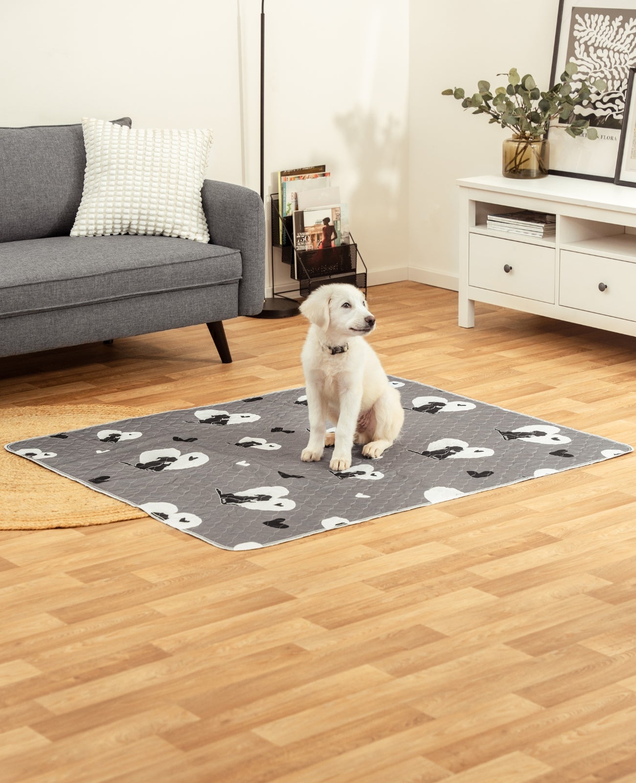 lionto Tapis pour chiots réutilisables, lot de 2, antidérapants,gris
