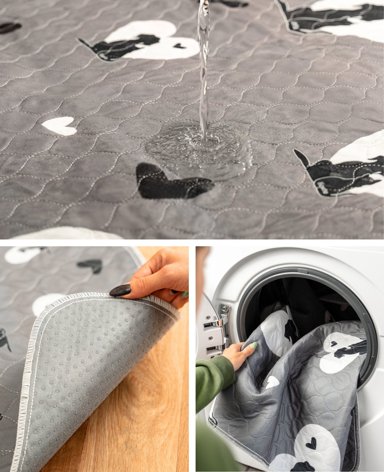 lionto Tapis pour chiots réutilisables, lot de 2, antidérapants,gris