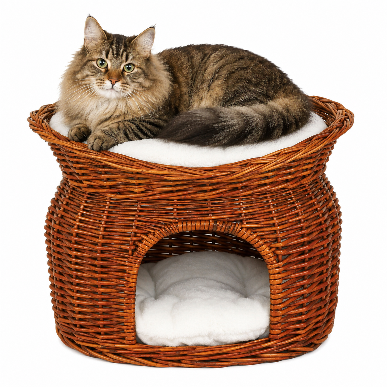 Corbeille osier chats grotte chats avec coussin couleurs différentes 55x39x43 cm