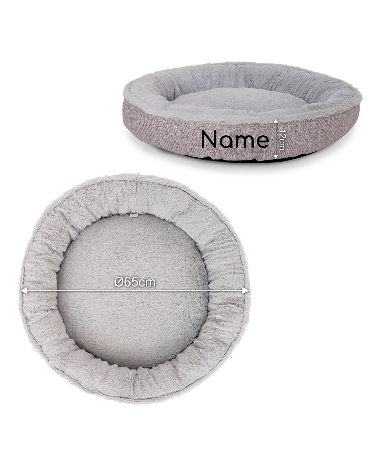 Lit rond pour animaux de compagnie, personnalisé
