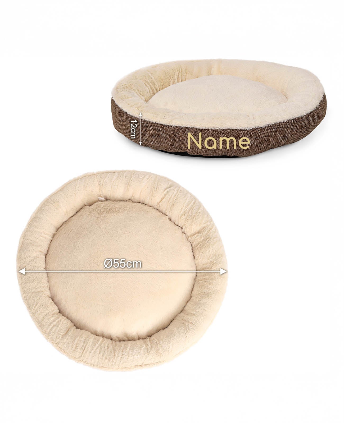 Lit rond pour animaux de compagnie, personnalisé