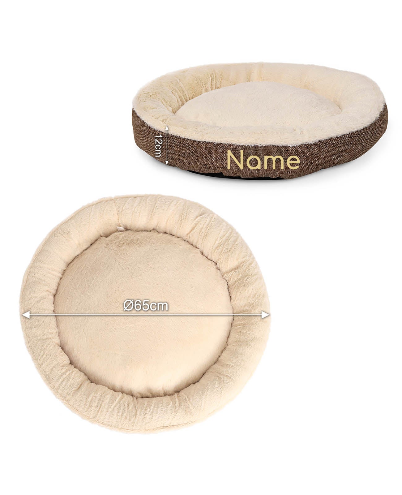 Lit rond pour animaux de compagnie, personnalisé