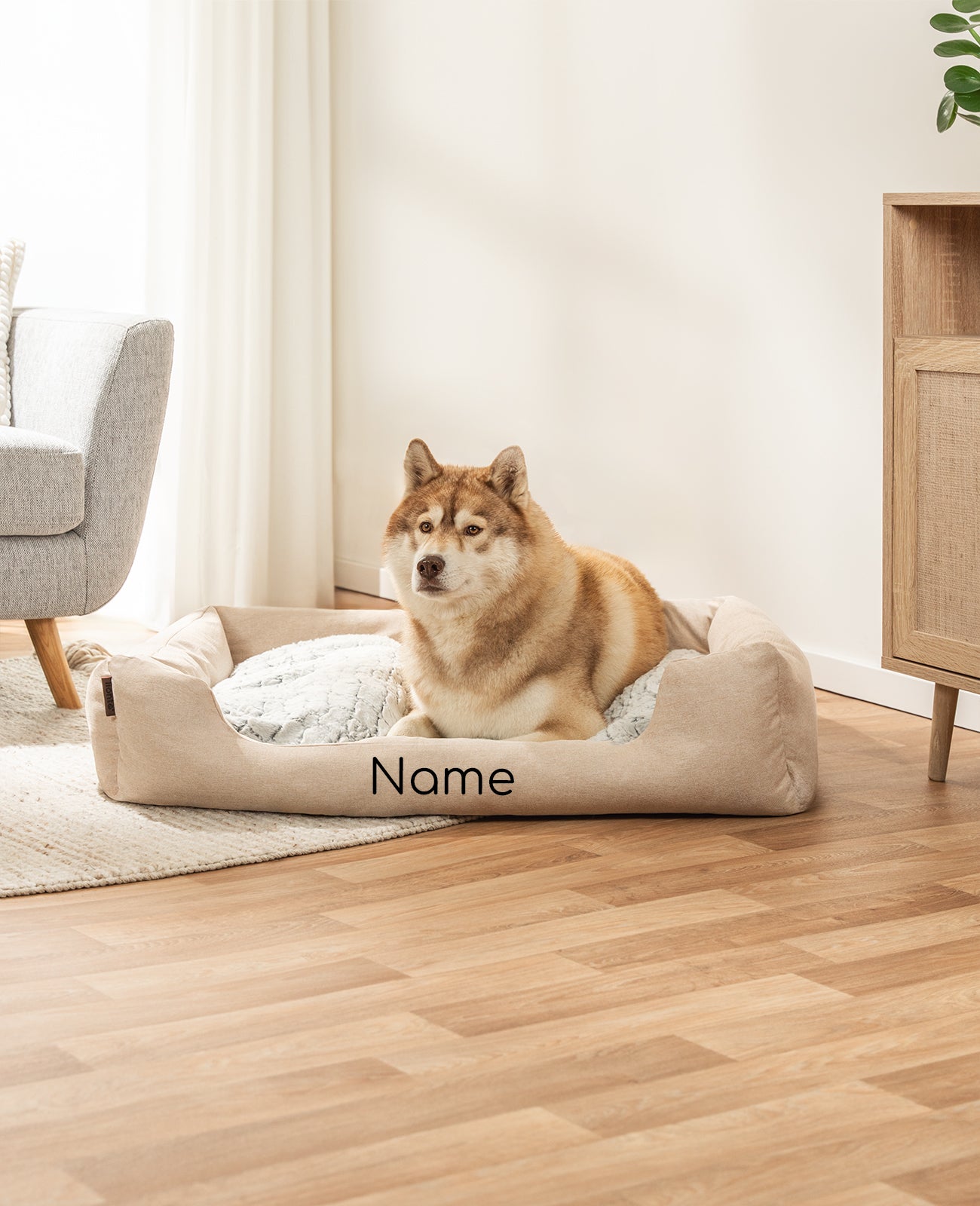 Lit pour animaux de compagnie avec oreiller câlin, personnalisé