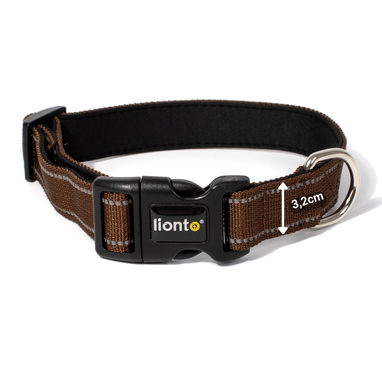 lionto Collier de chien réfléchissant en nylon rembourré, tailles & couleurs