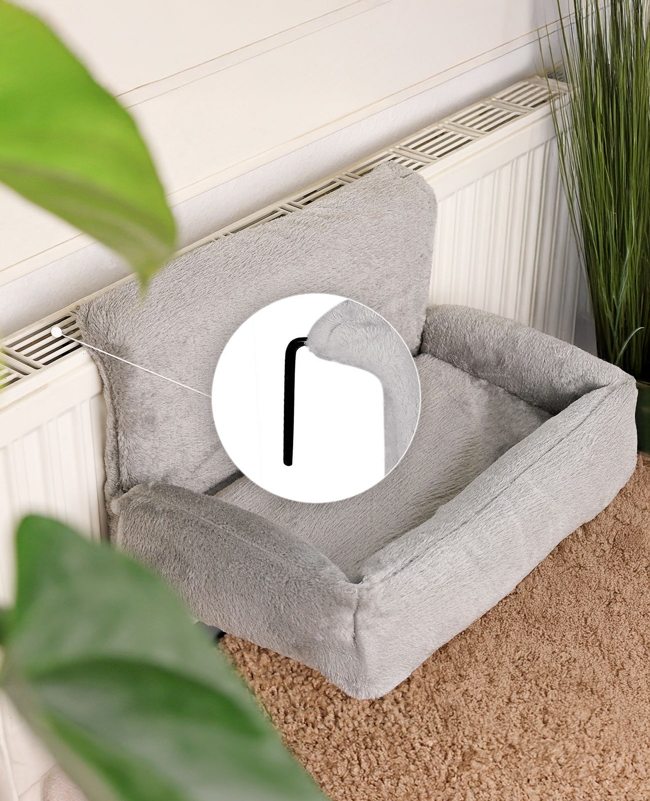 Chaise longue chauffante en peluche pour chat