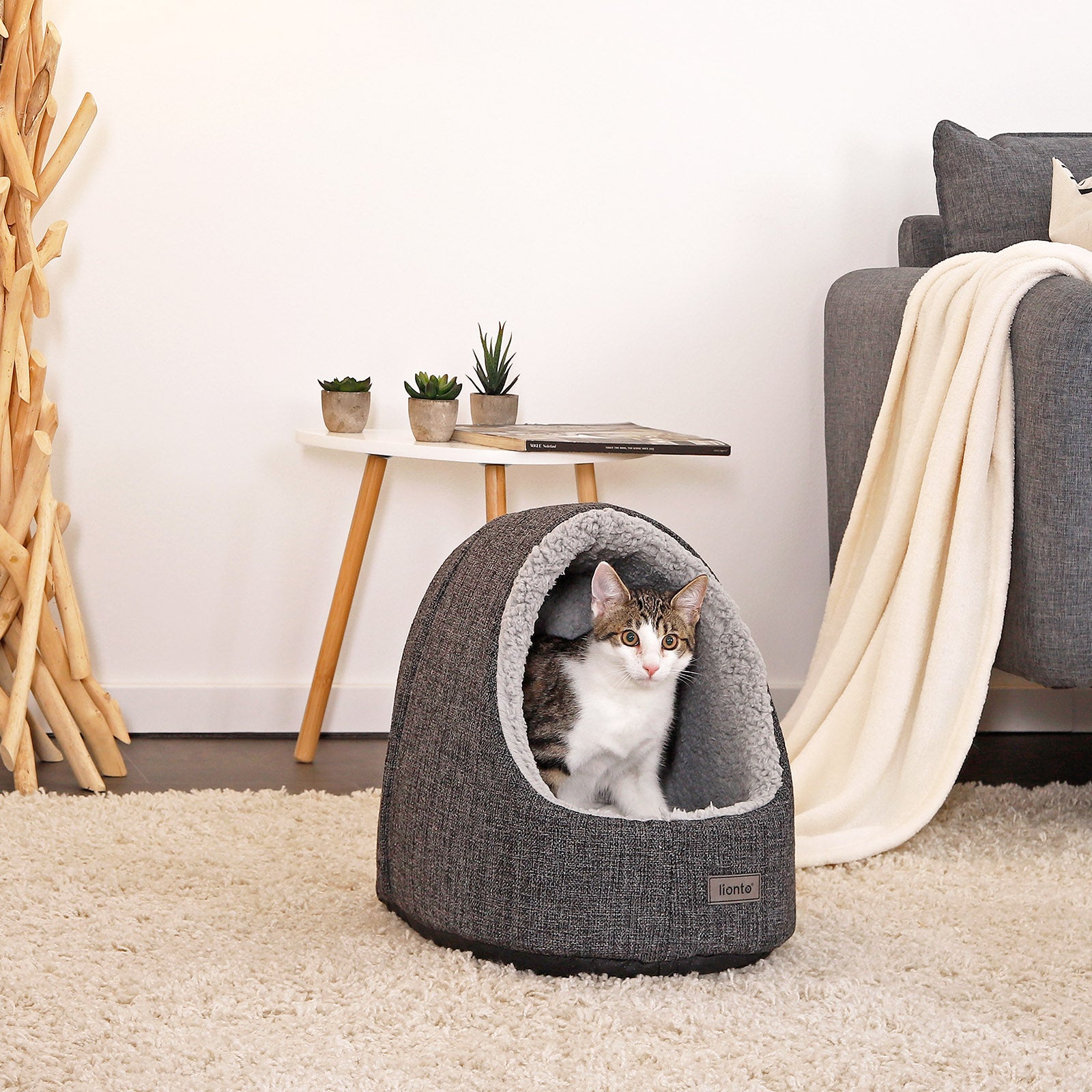 Grotte pour chat avec coussin réversible
