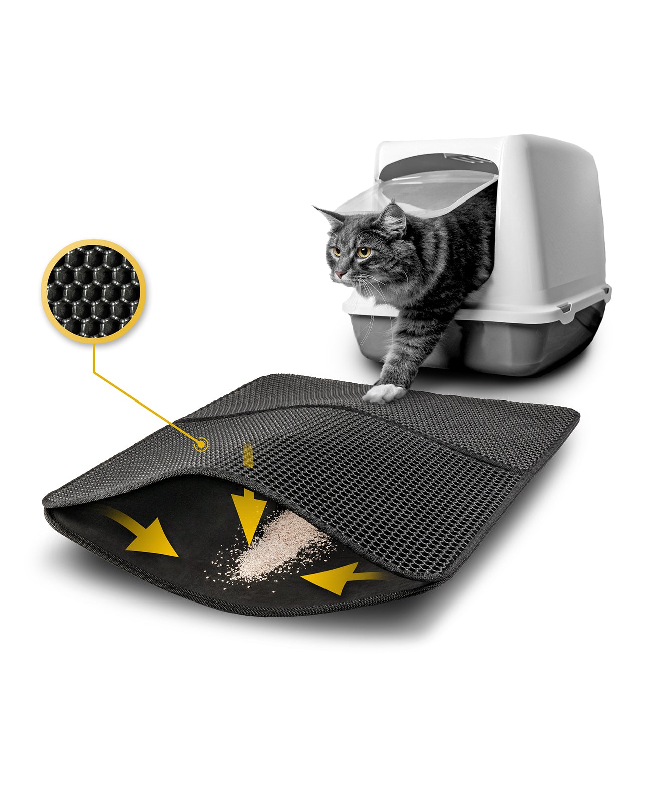 lionto tapis litière pour chat double couche, couleur et taille au choix 