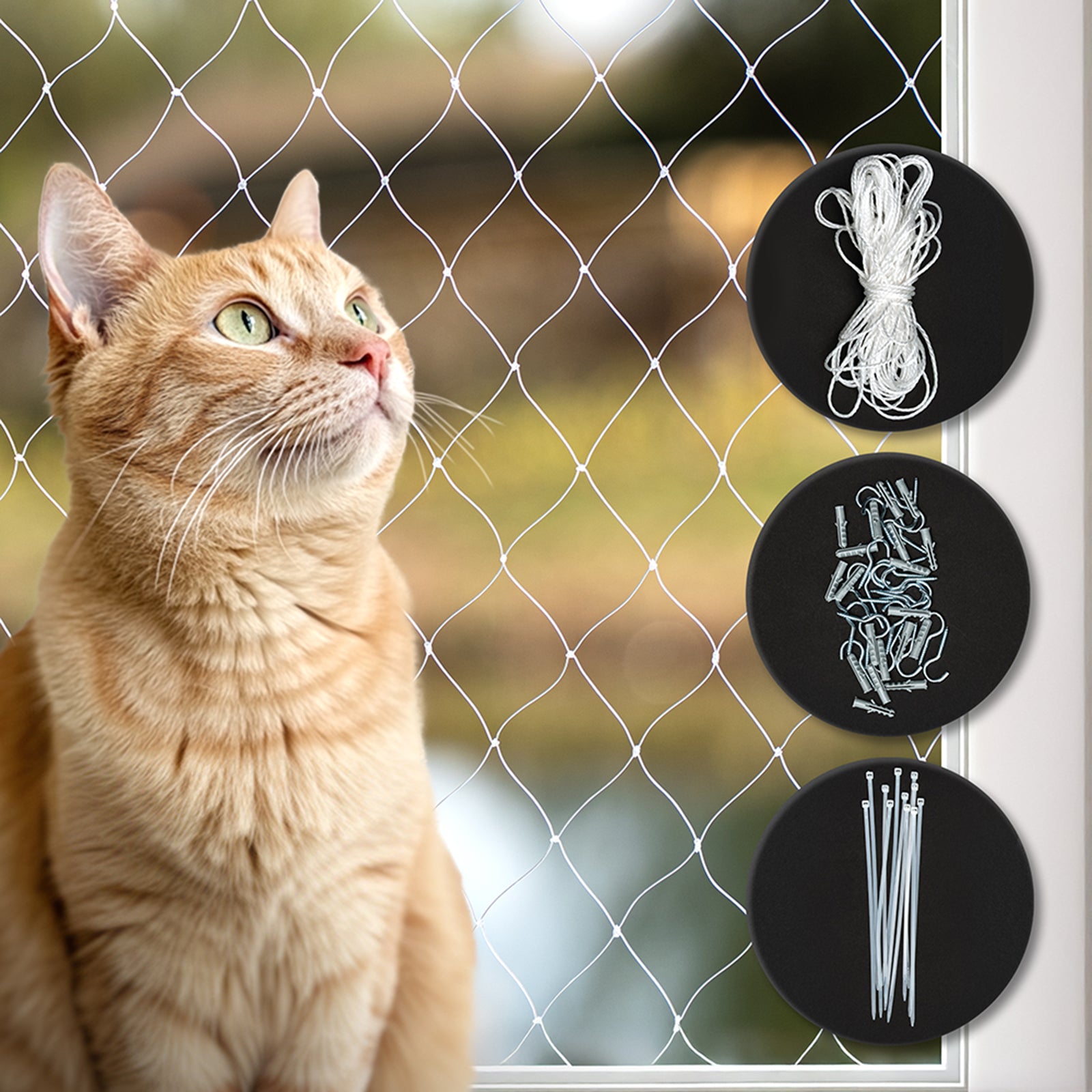 Filet de protection pour chats pour balcons et fenêtres