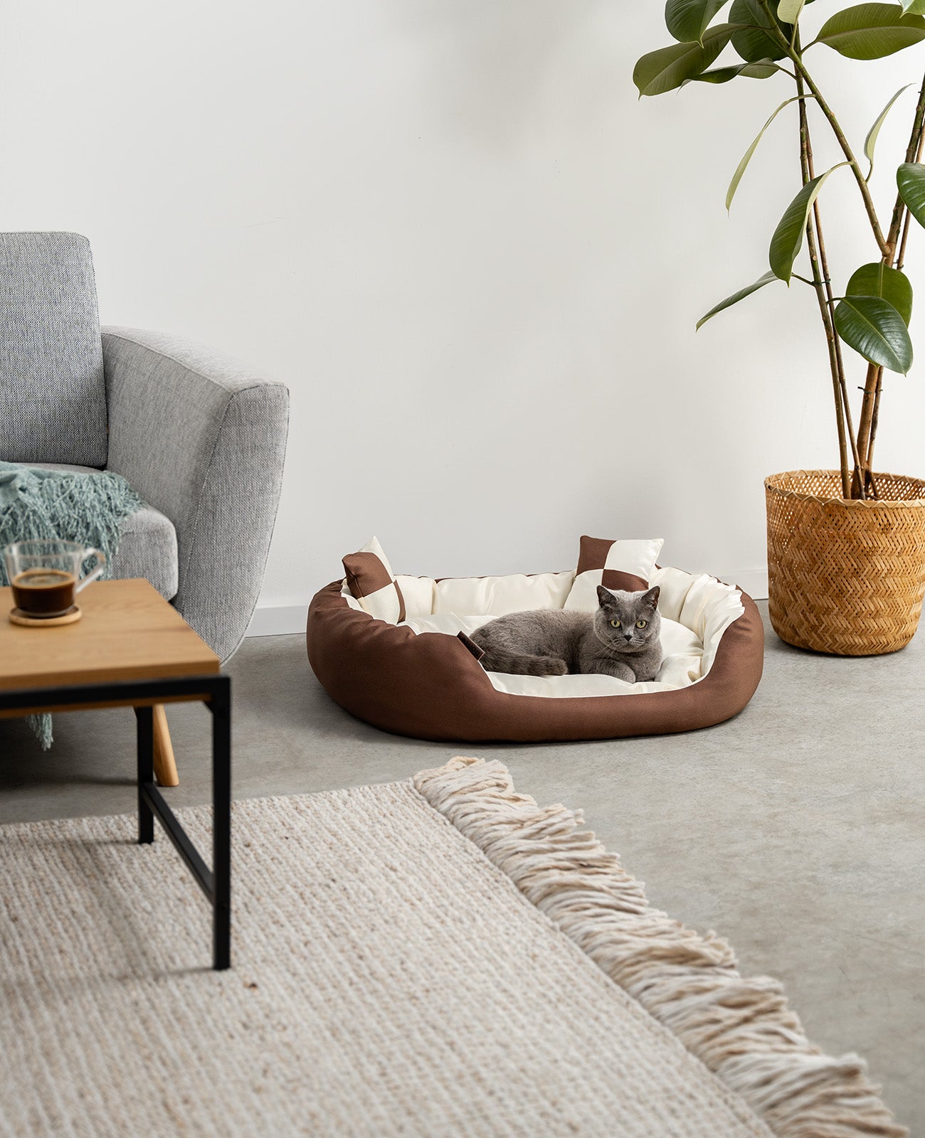 lionto Lit pour chat Coussin pour chat marron/beige