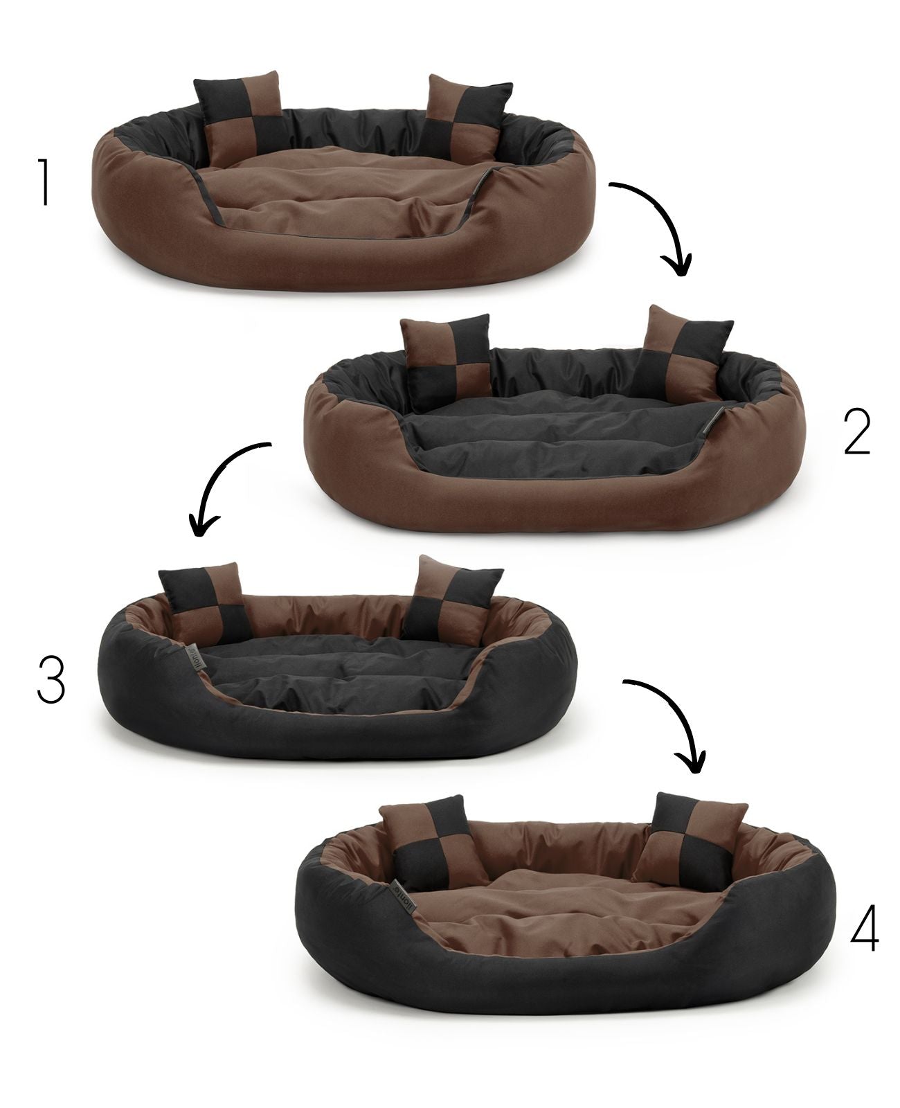 Lit pour chien 4 en 1 avec coussin réversible