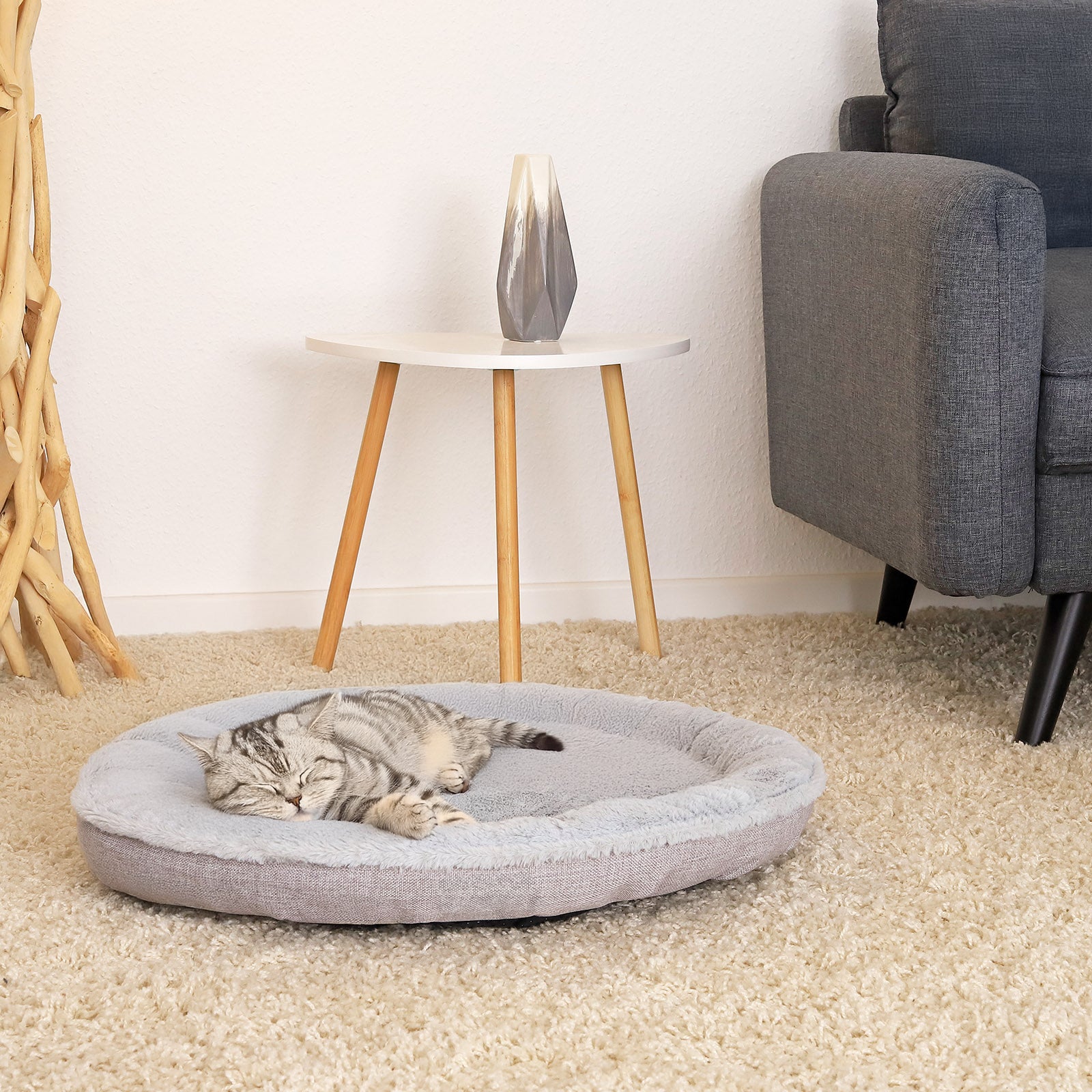 Lit pour chat en forme de beignet en peluche