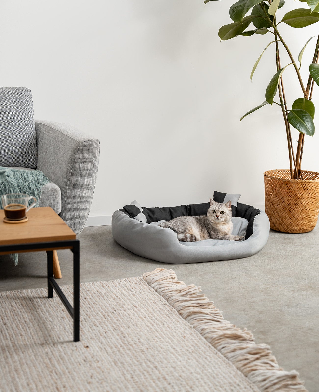 lionto Lit pour chat Coussin pour chat marron/beige