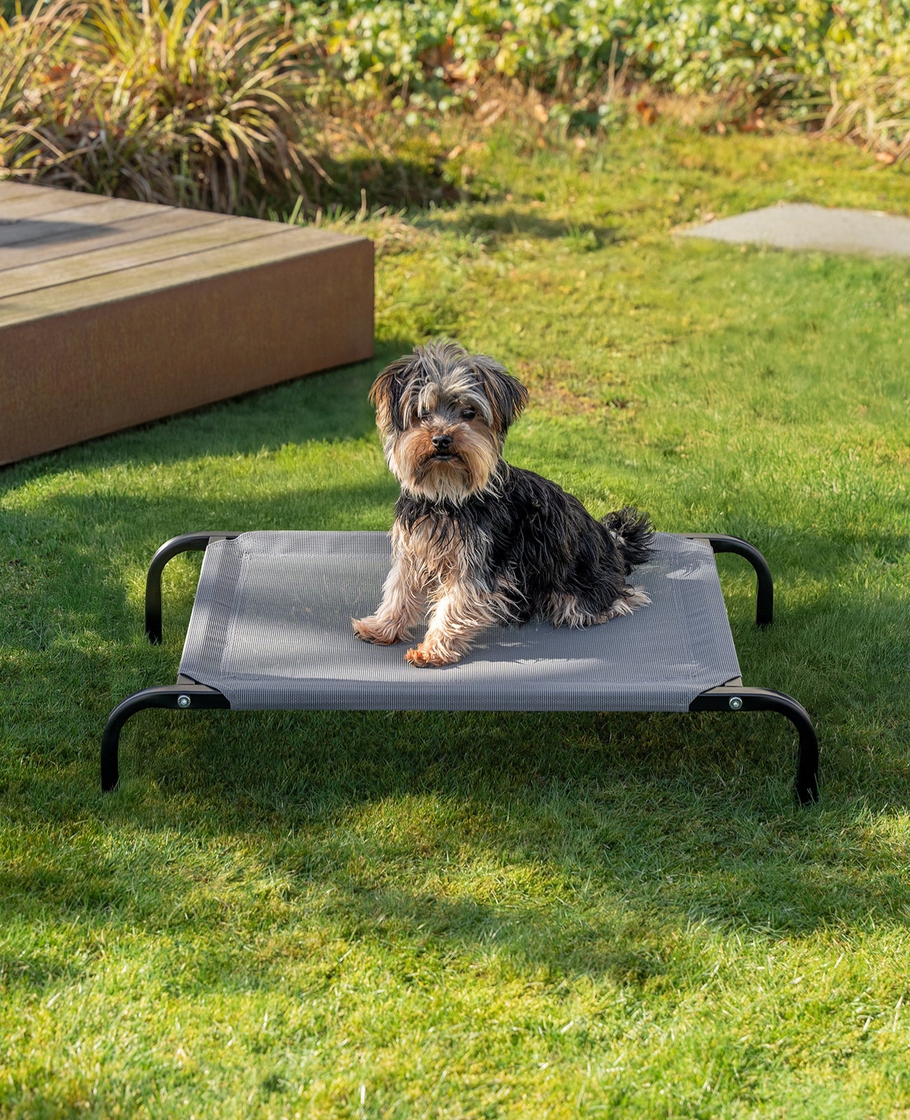 lionto Lit pour Chiens, Couchette en Tissu Textilene, gris ou noir