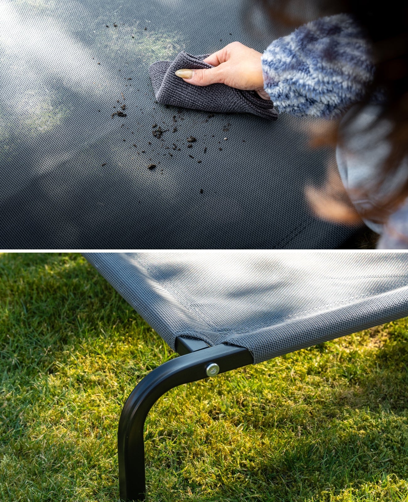 lionto Lit pour Chiens, Couchette en Tissu Textilene, gris ou noir