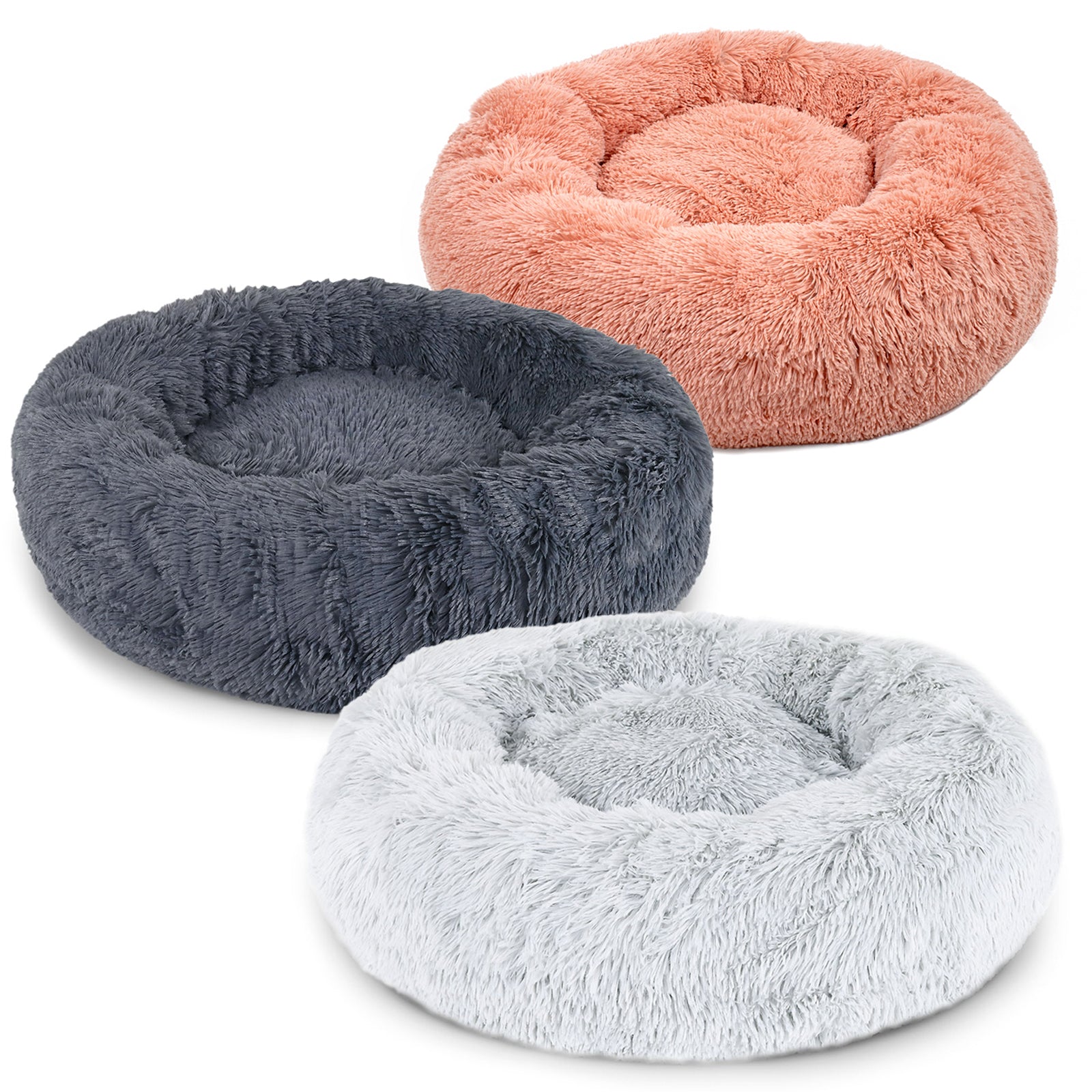 Lit rond pour chat en forme de beignet en peluche