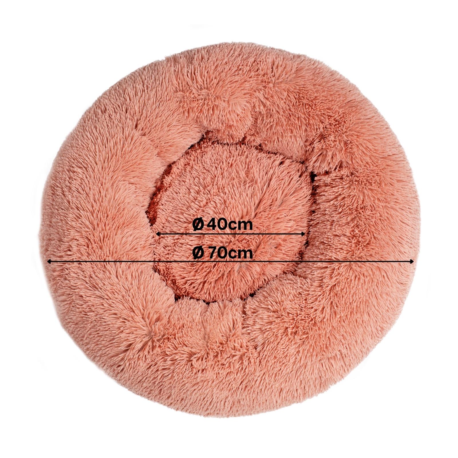 Lit rond pour chat en forme de beignet en peluche