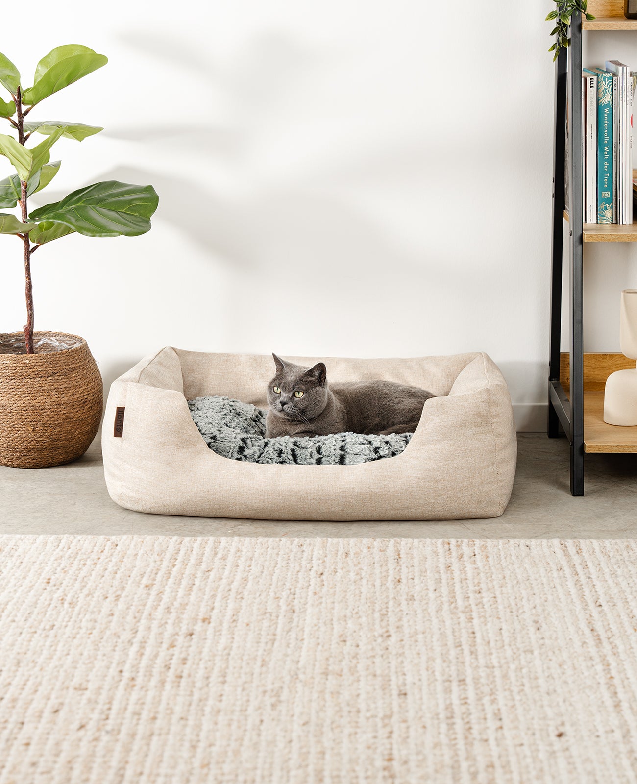 lionto Lit confortable pour chien, Canapé en tissu chinée