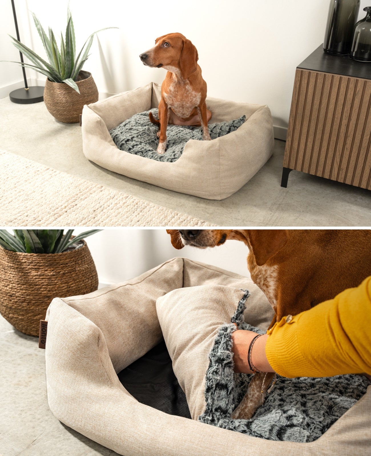 Lit pour chien avec coussin réversible