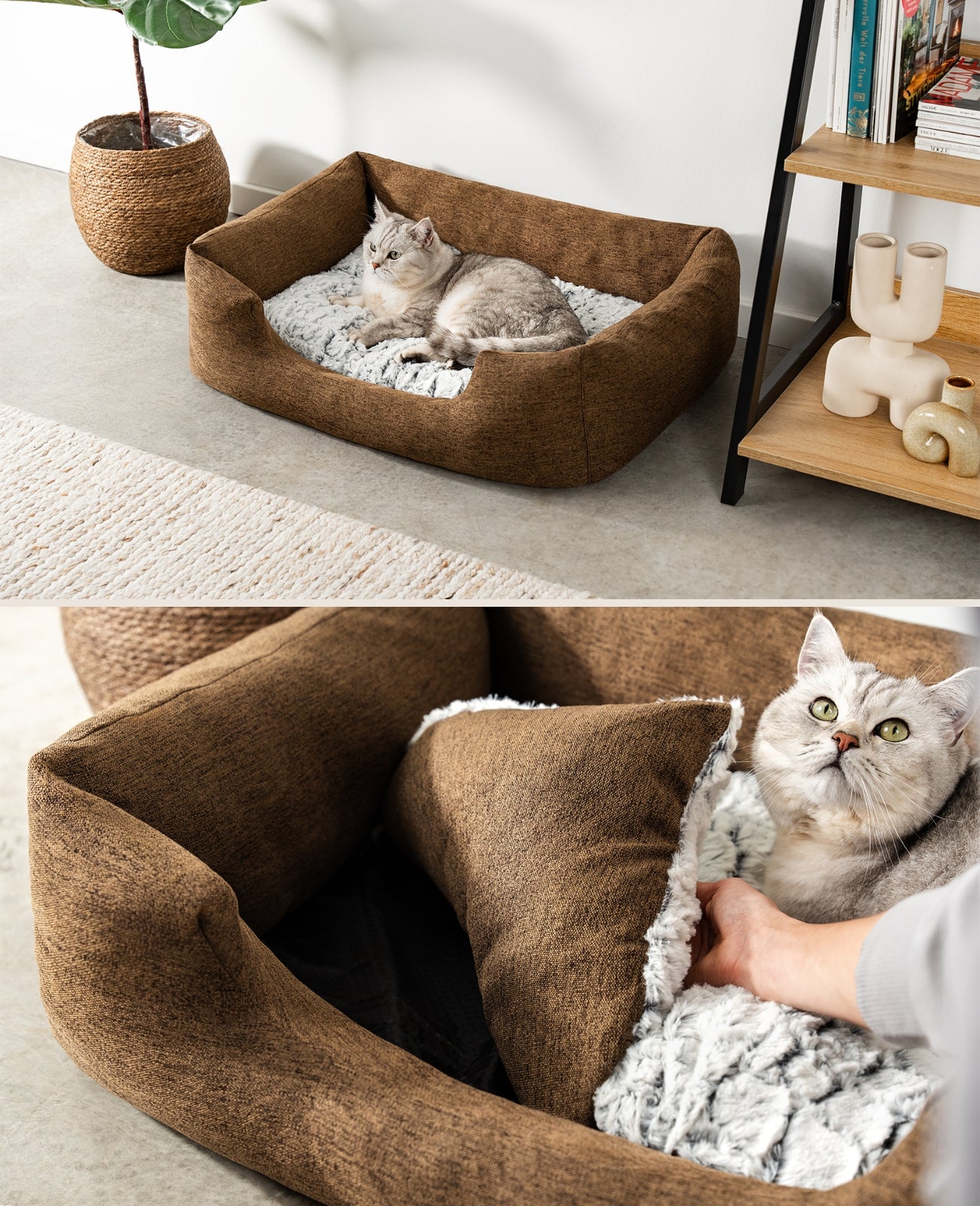 lionto Lit confortable pour chien, Canapé en tissu chinée