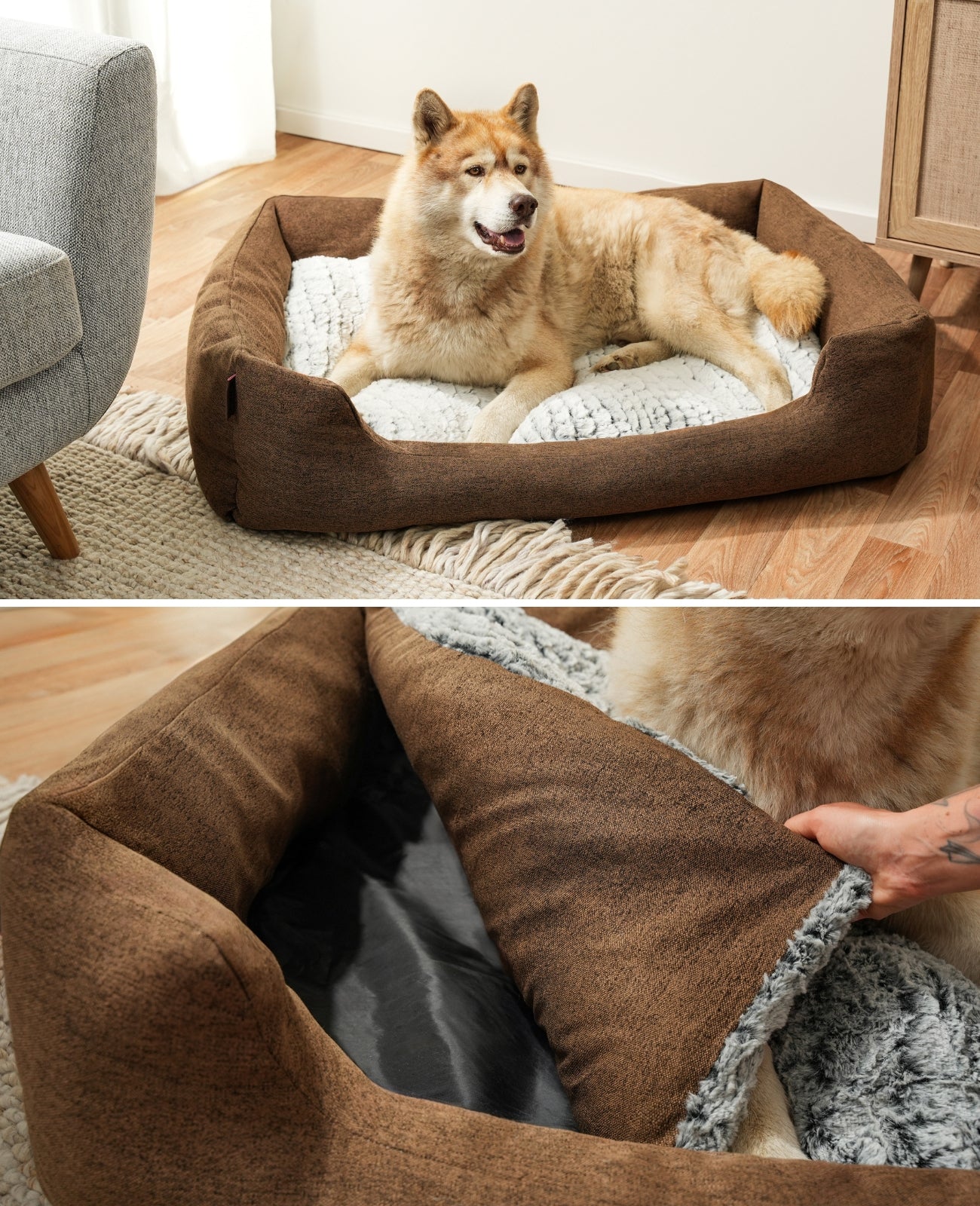 Lit pour chien avec coussin réversible