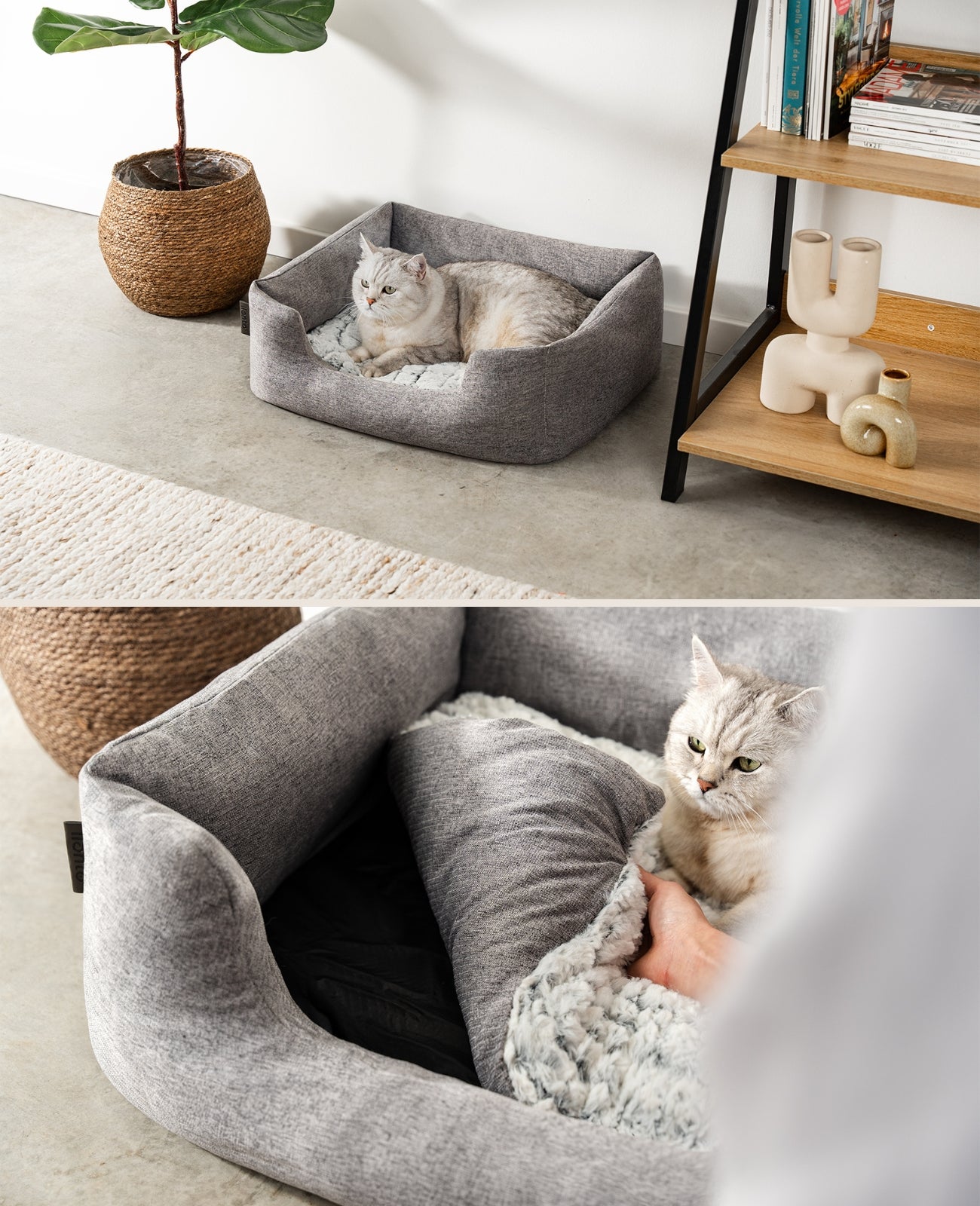 lionto Lit confortable pour chien, Canapé en tissu chinée
