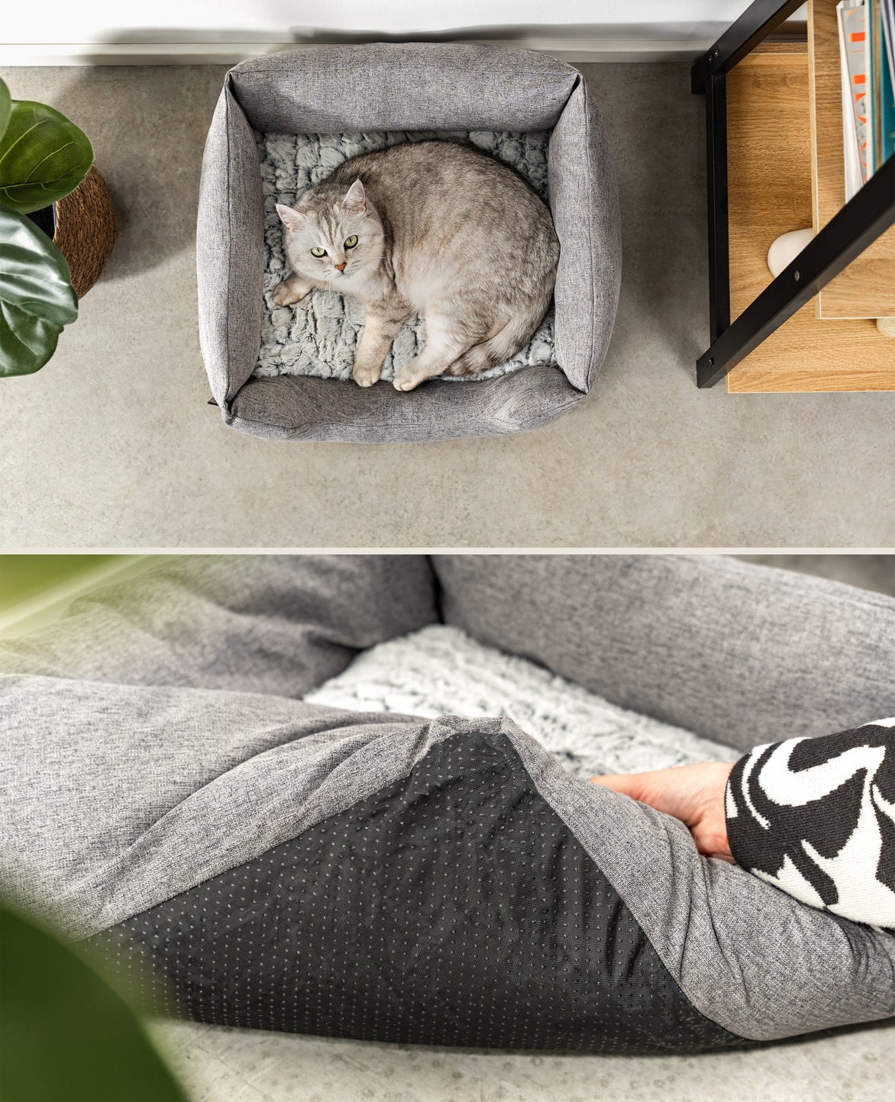 lionto Lit confortable pour chien, Canapé en tissu chinée