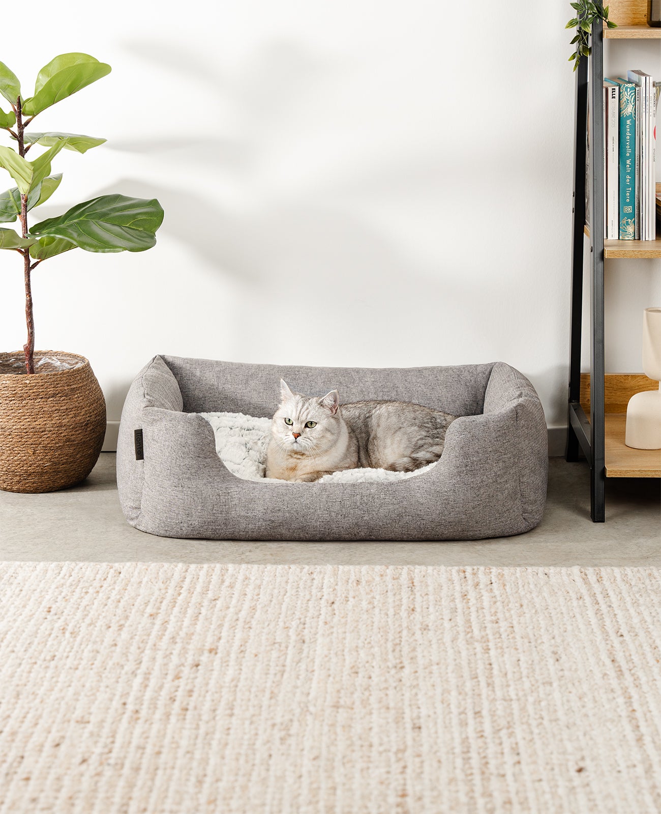 lionto Lit confortable pour chien, Canapé en tissu chinée