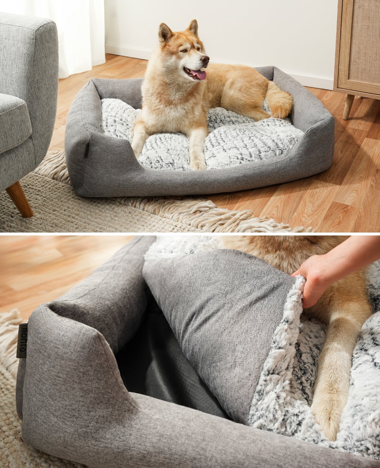 Lit pour chien avec coussin réversible