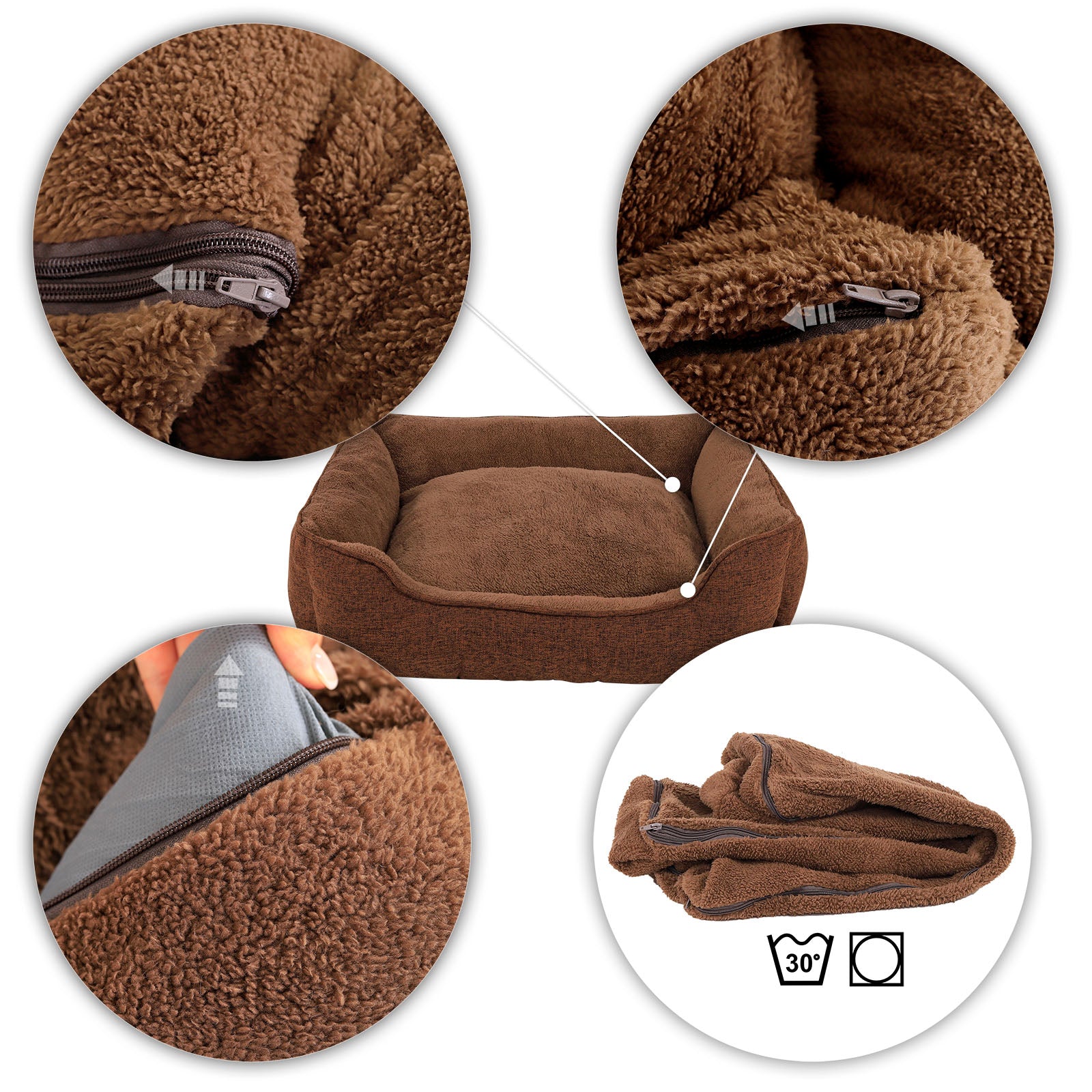 Lit pour chien chiné avec housse amovible