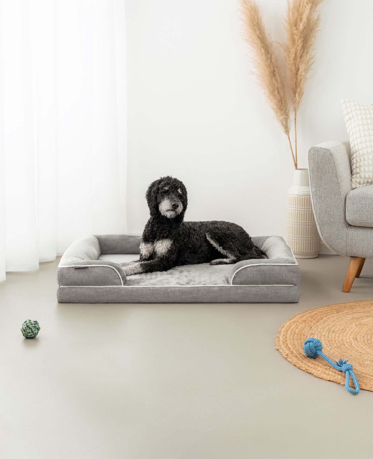 lionto Lit orthopédique pour chien, bordure surélevée, antidérapant
