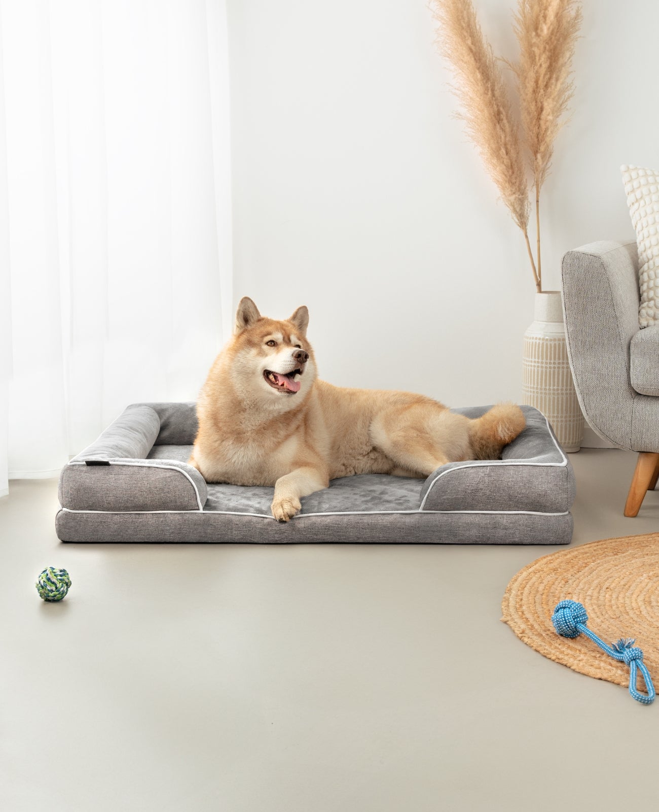 lionto Lit orthopédique pour chien, bordure surélevée, antidérapant