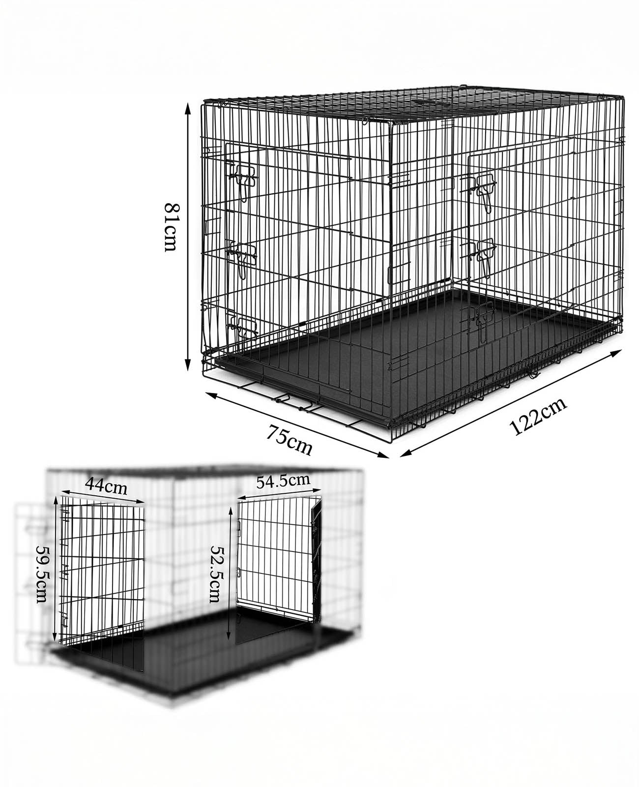 Cage de transport pour chien avec plateau de base