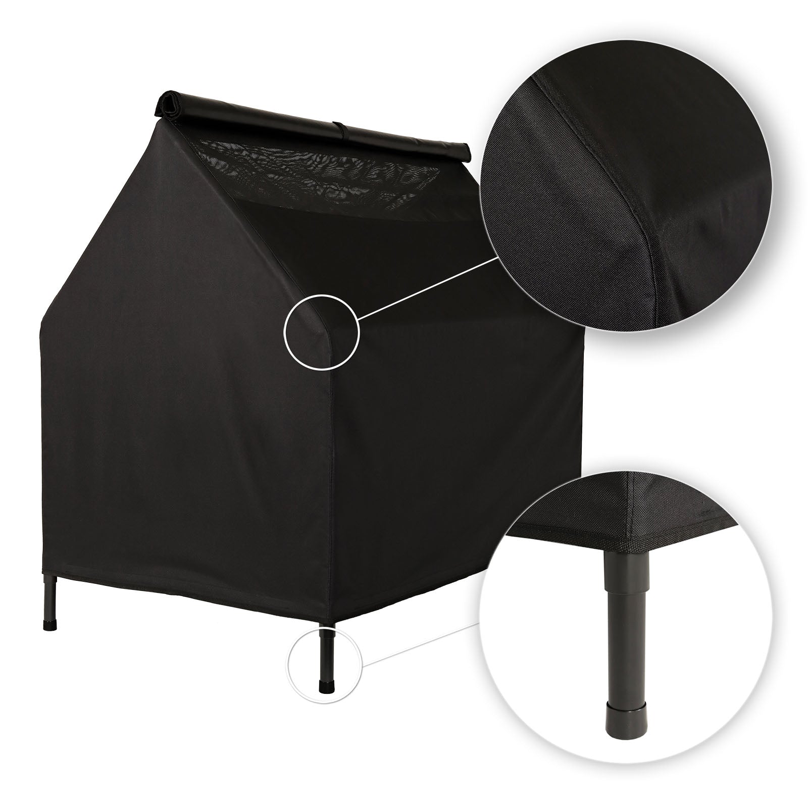 Lit couvert chien niche surélevée lit chien avec toit noir plusieurs tailles