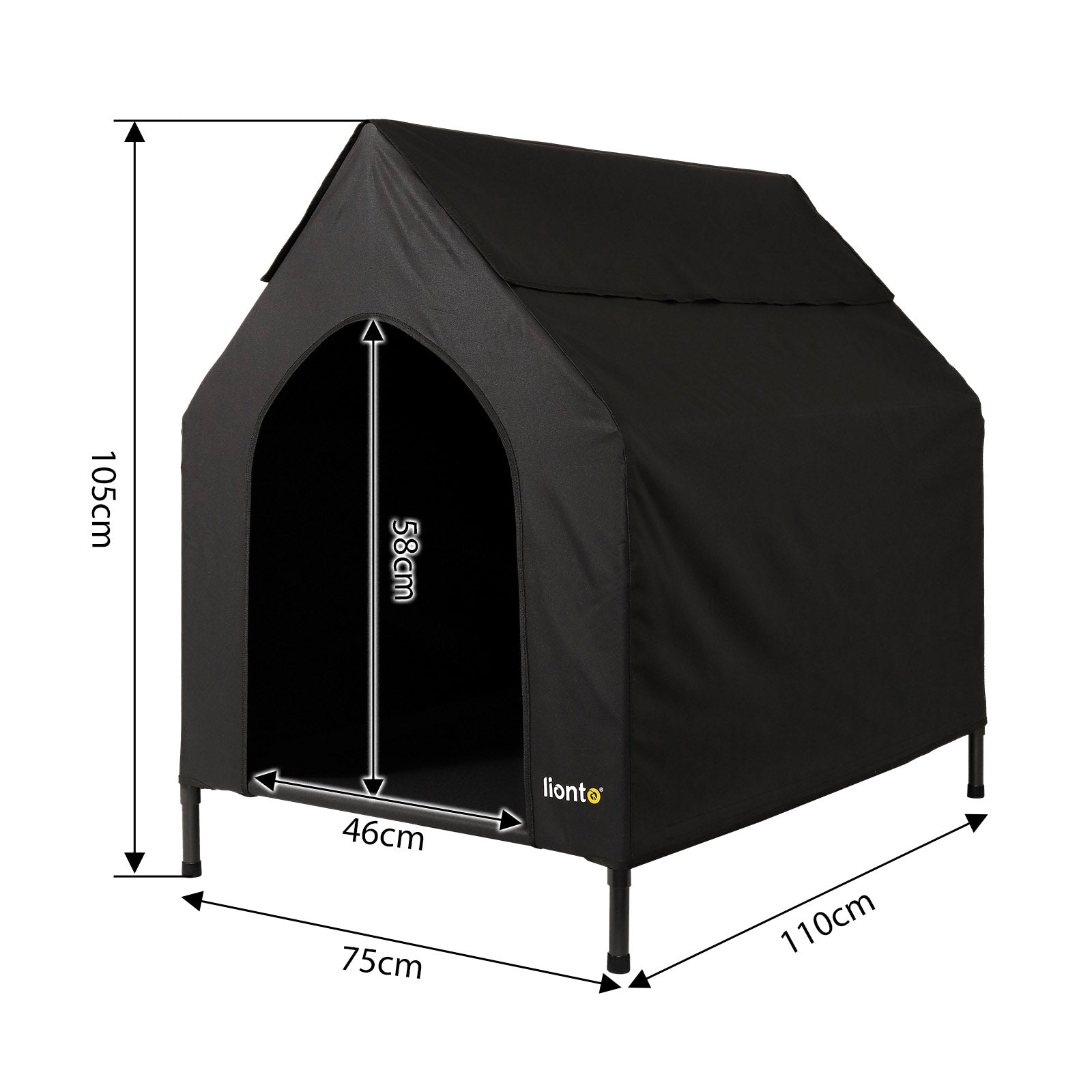 Lit couvert chien niche surélevée lit chien avec toit noir plusieurs tailles