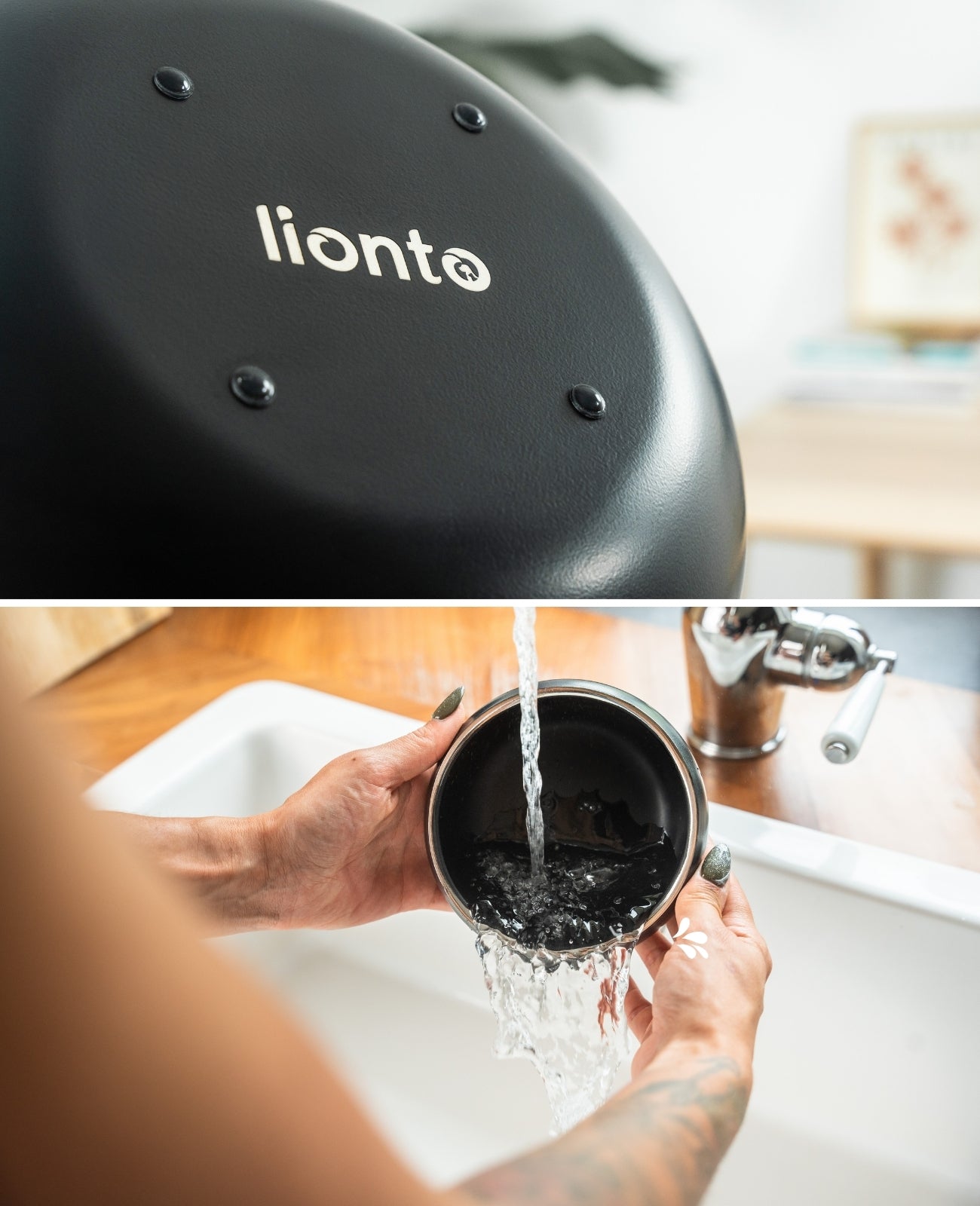 lionto Gamelle pour chien en acier inox, courbée, antidérapante, noir