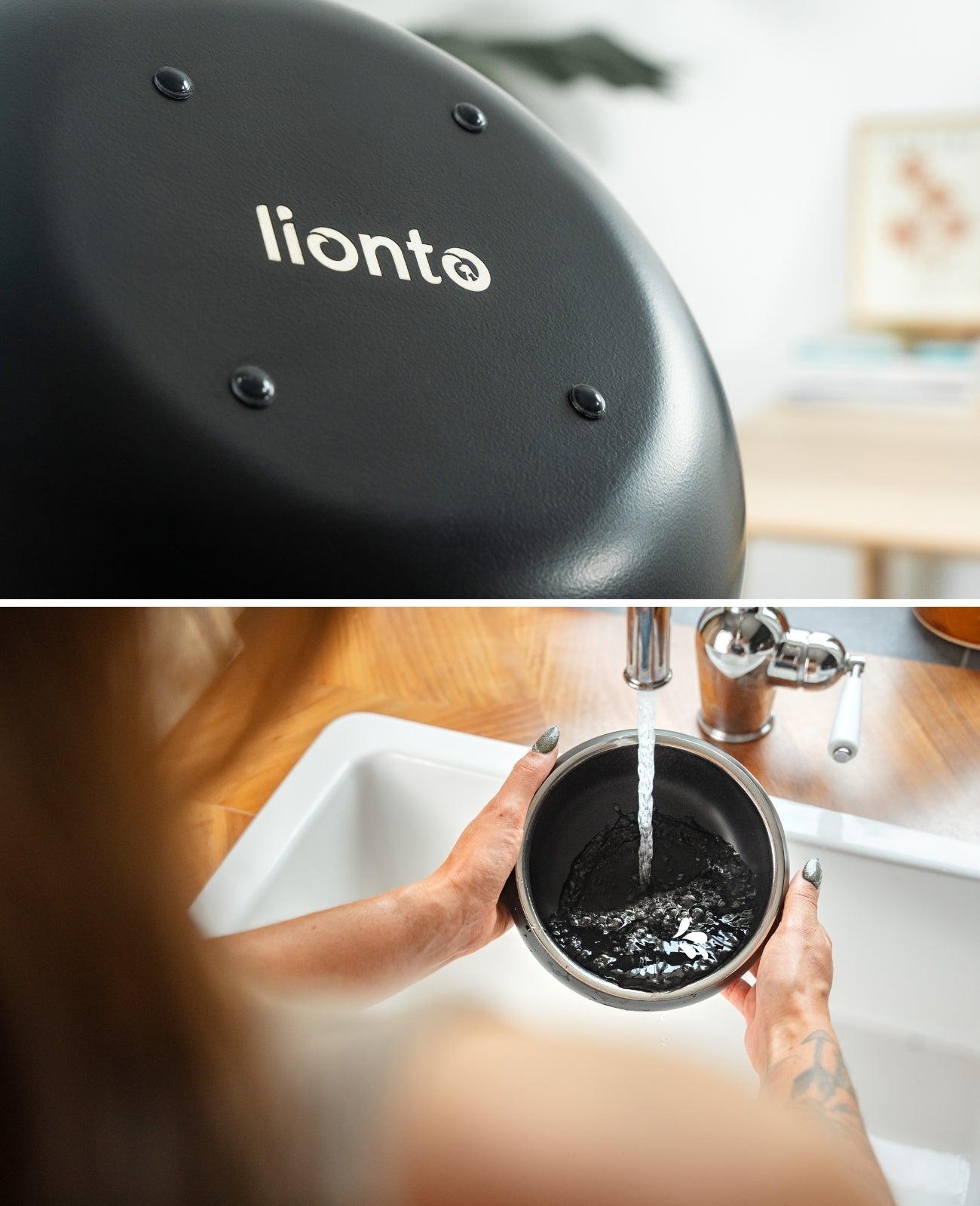 lionto Gamelle pour chien en acier inox, courbée, antidérapante, noir
