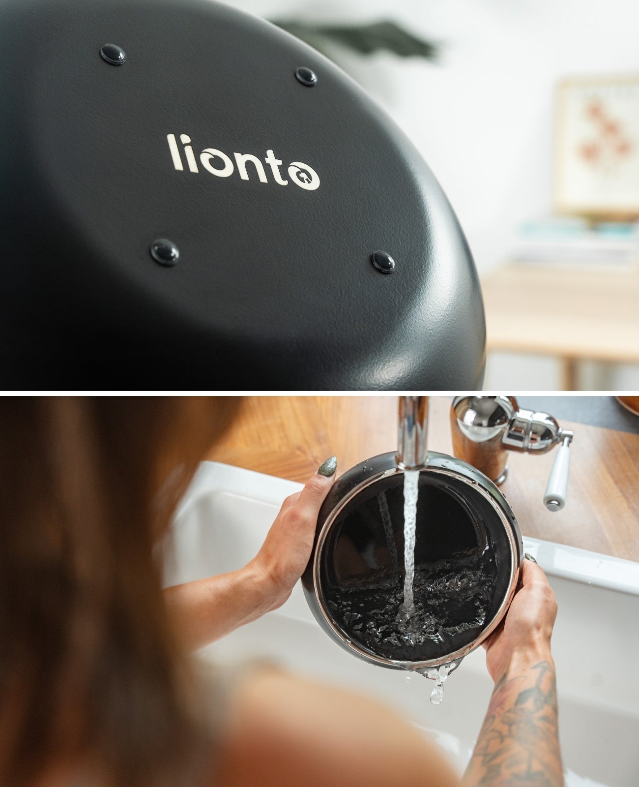 lionto Gamelle pour chien en acier inox, courbée, antidérapante, noir