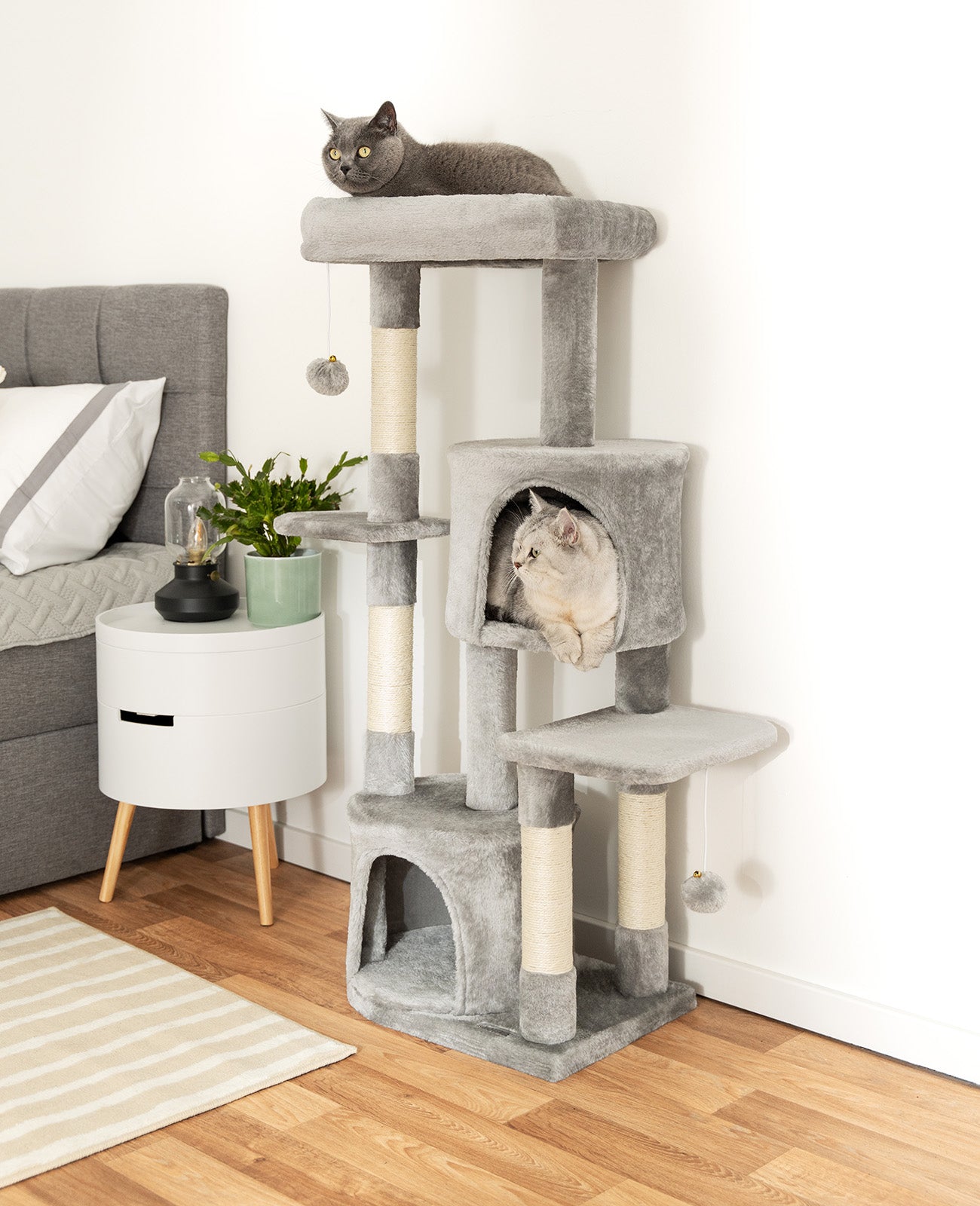 lionto Griffoir Arbre d'escalade pour chat hauteur 115 cm, gris clair