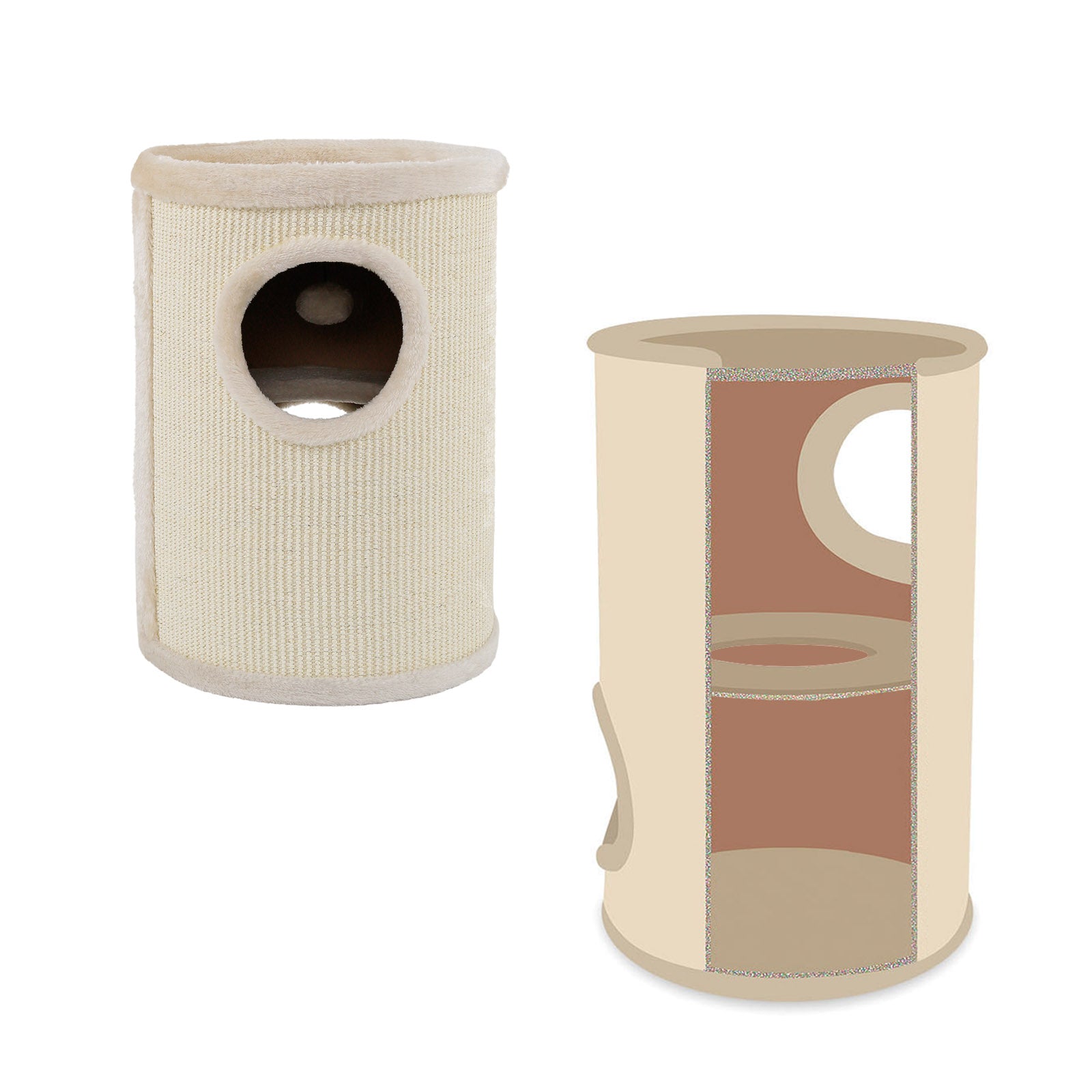 dibea, Tonneau Griffoir Colonne avec Sisal pour Gratter/Plateau avec Peluche