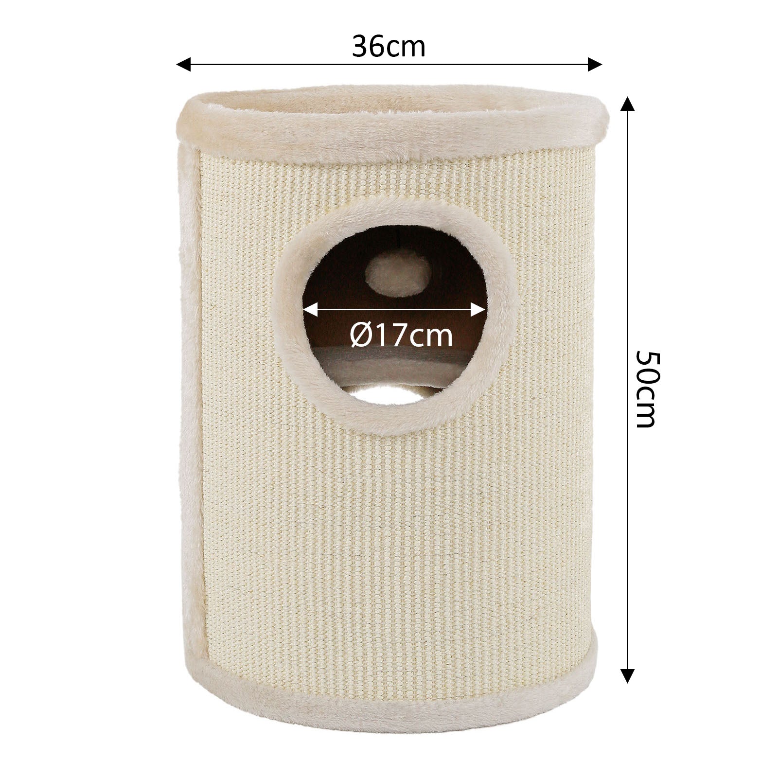 dibea, Tonneau Griffoir Colonne avec Sisal pour Gratter/Plateau avec Peluche