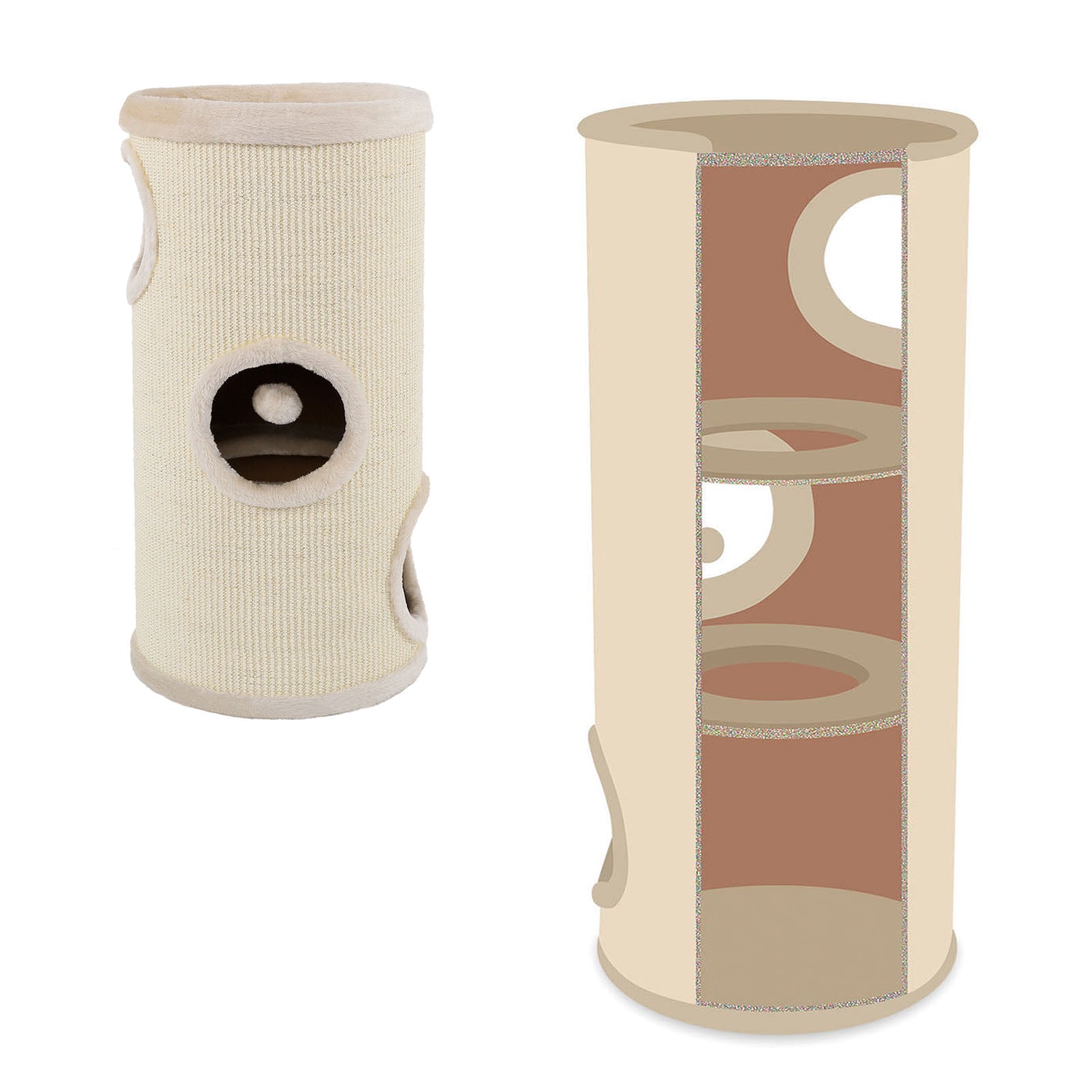 dibea, Tonneau Griffoir Colonne avec Sisal pour Gratter/Plateau avec Peluche