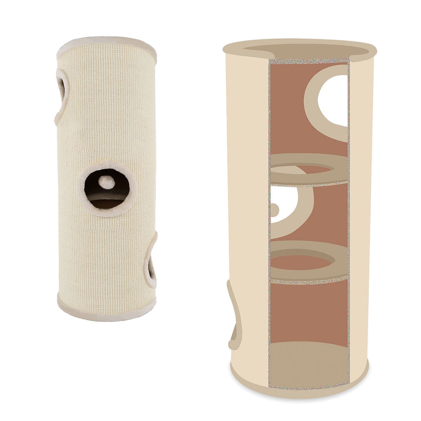 dibea, Tonneau Griffoir Colonne avec Sisal pour Gratter/Plateau avec Peluche