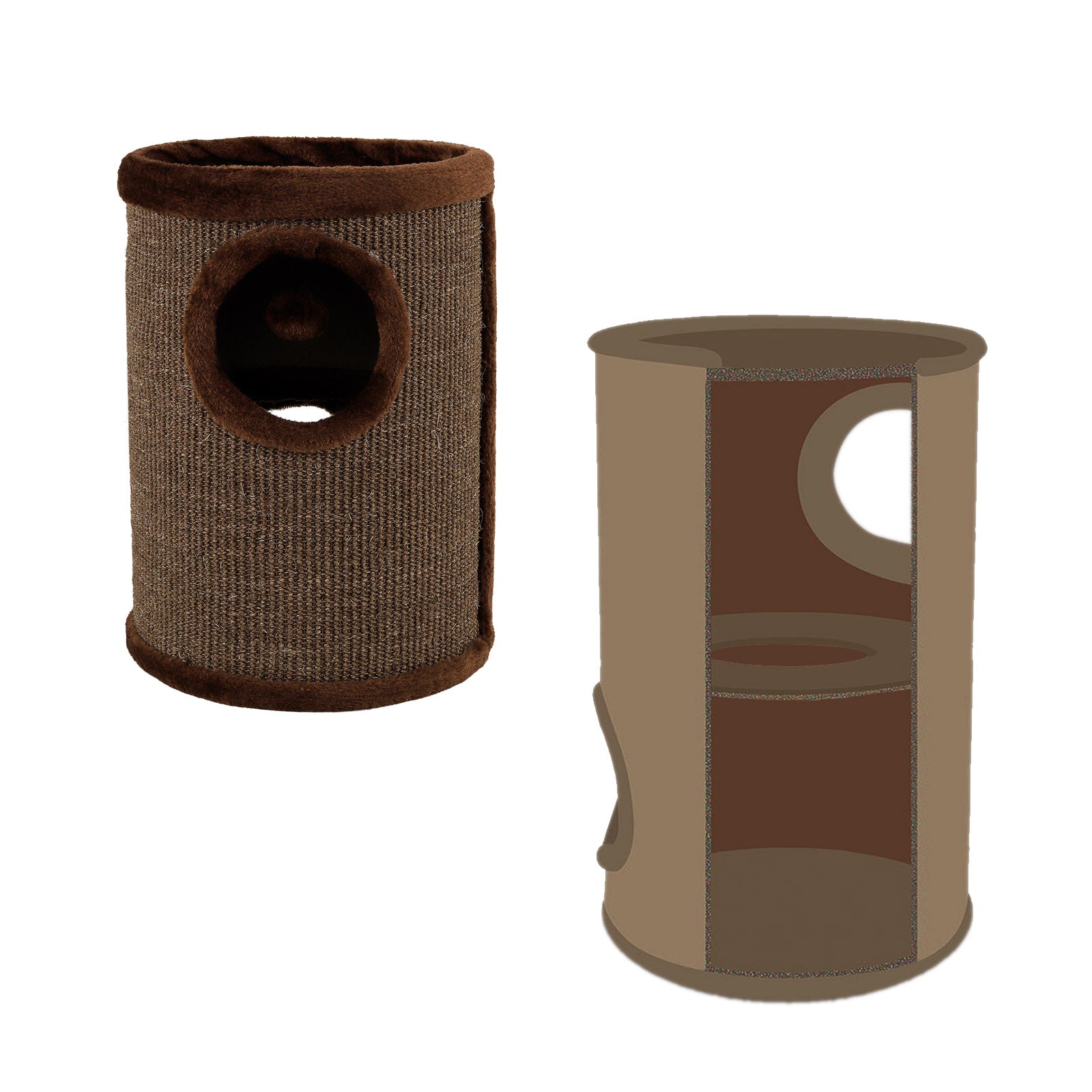 dibea, Tonneau Griffoir Colonne avec Sisal pour Gratter/Plateau avec Peluche