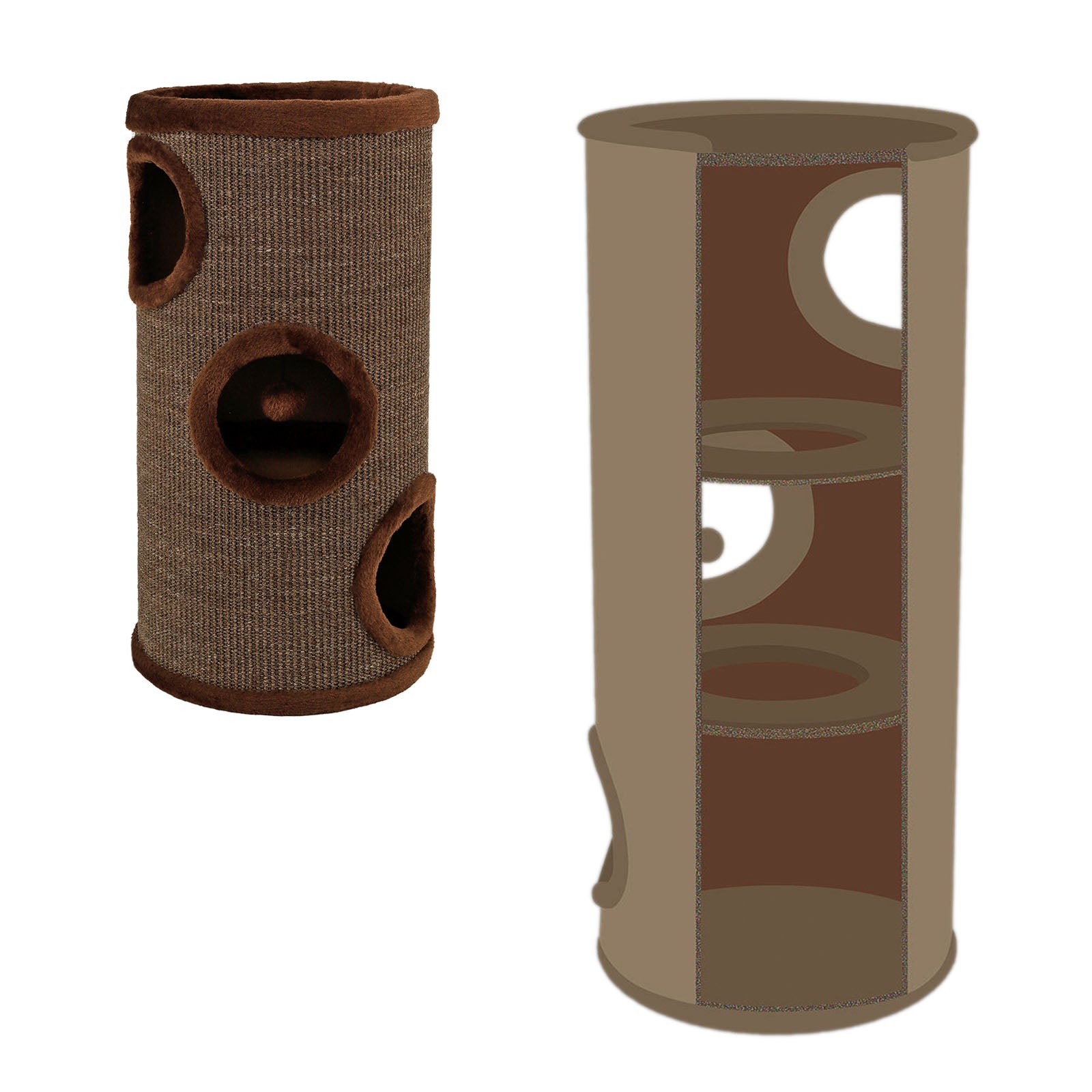 dibea, Tonneau Griffoir Colonne avec Sisal pour Gratter/Plateau avec Peluche