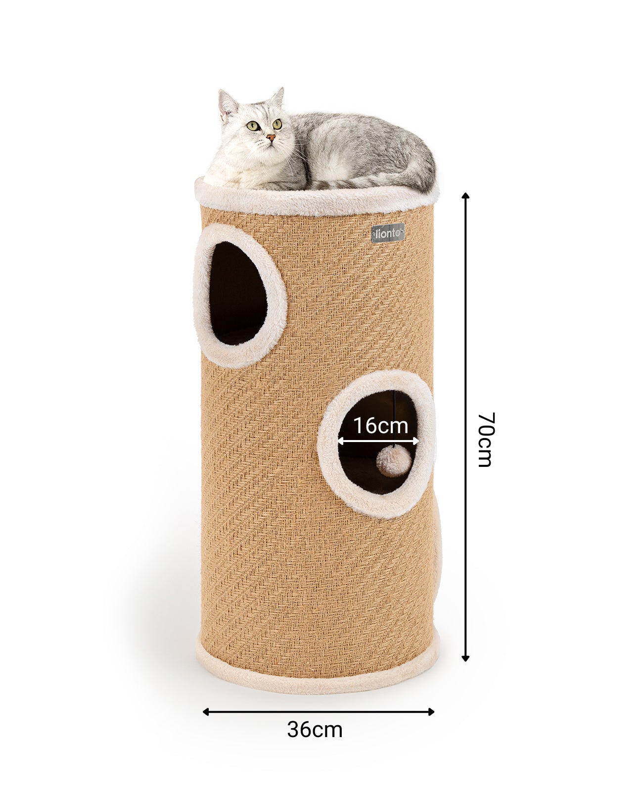 lionto Griffoir en jute, balle de jeu et bord en peluche, différentes hauteurs