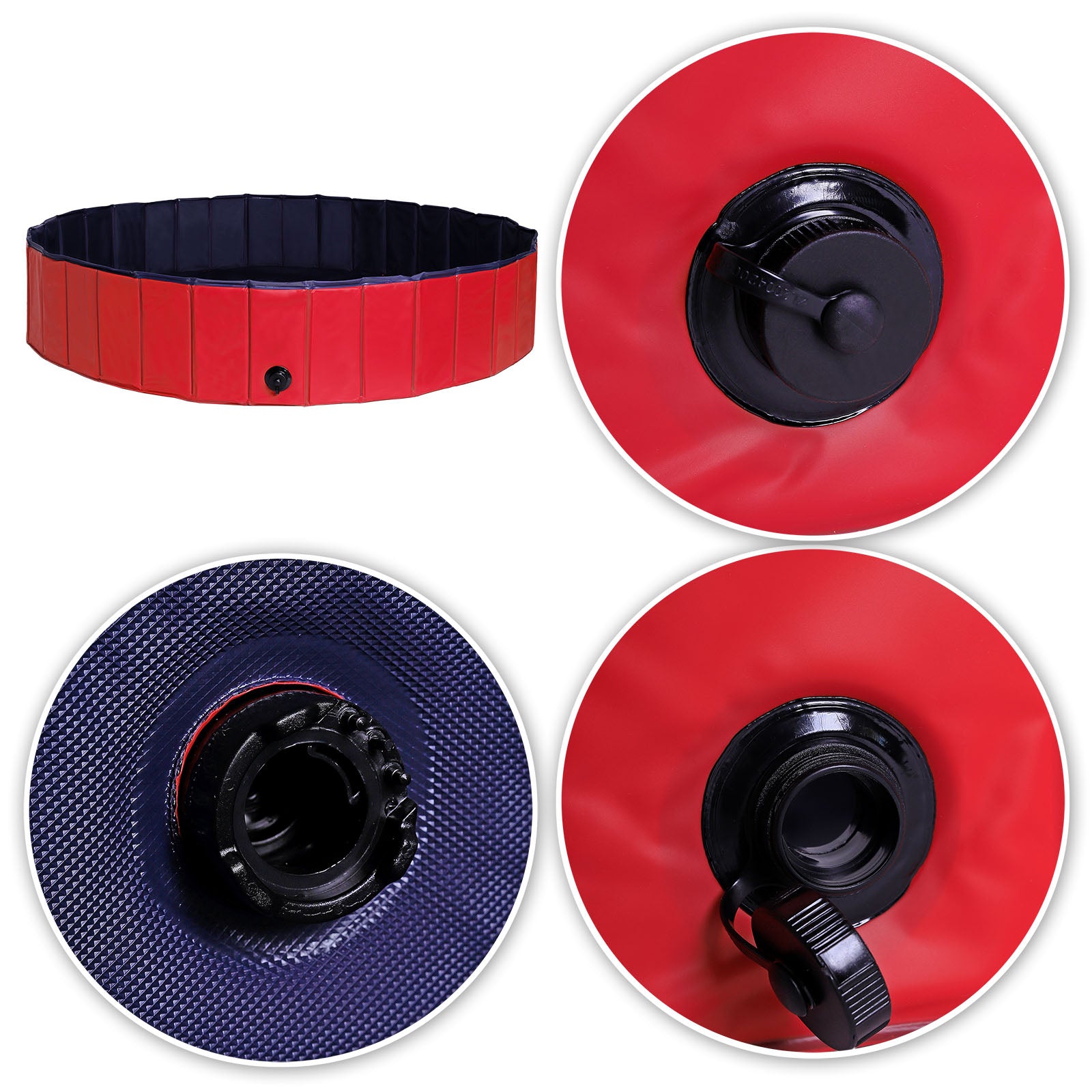 Ablaufventil, offen und geschlossen von innen und außen