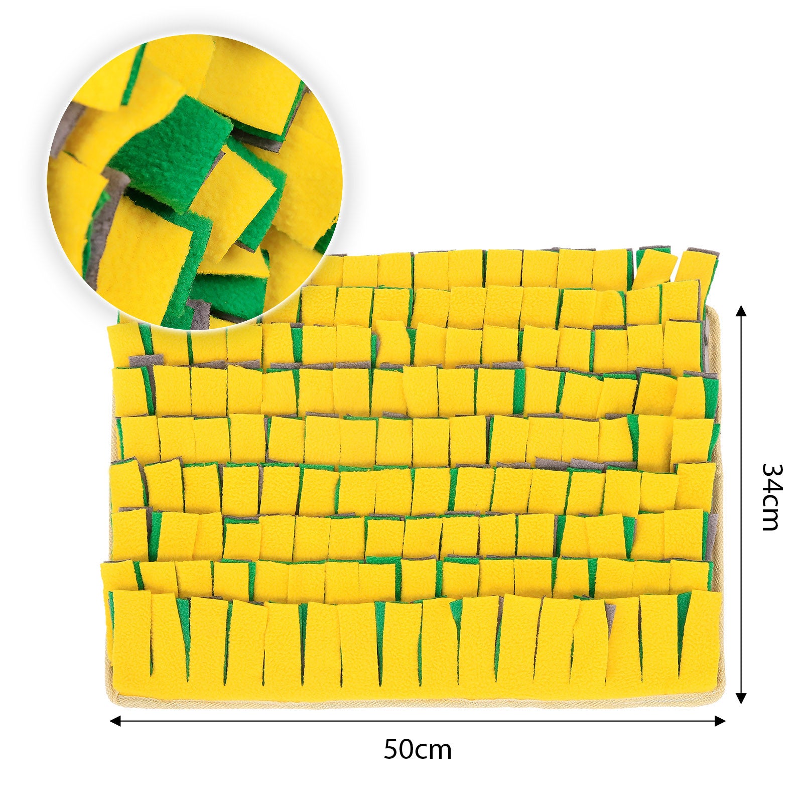detaillierte Angaben aller Maße anhand des Schnüffelteppichs