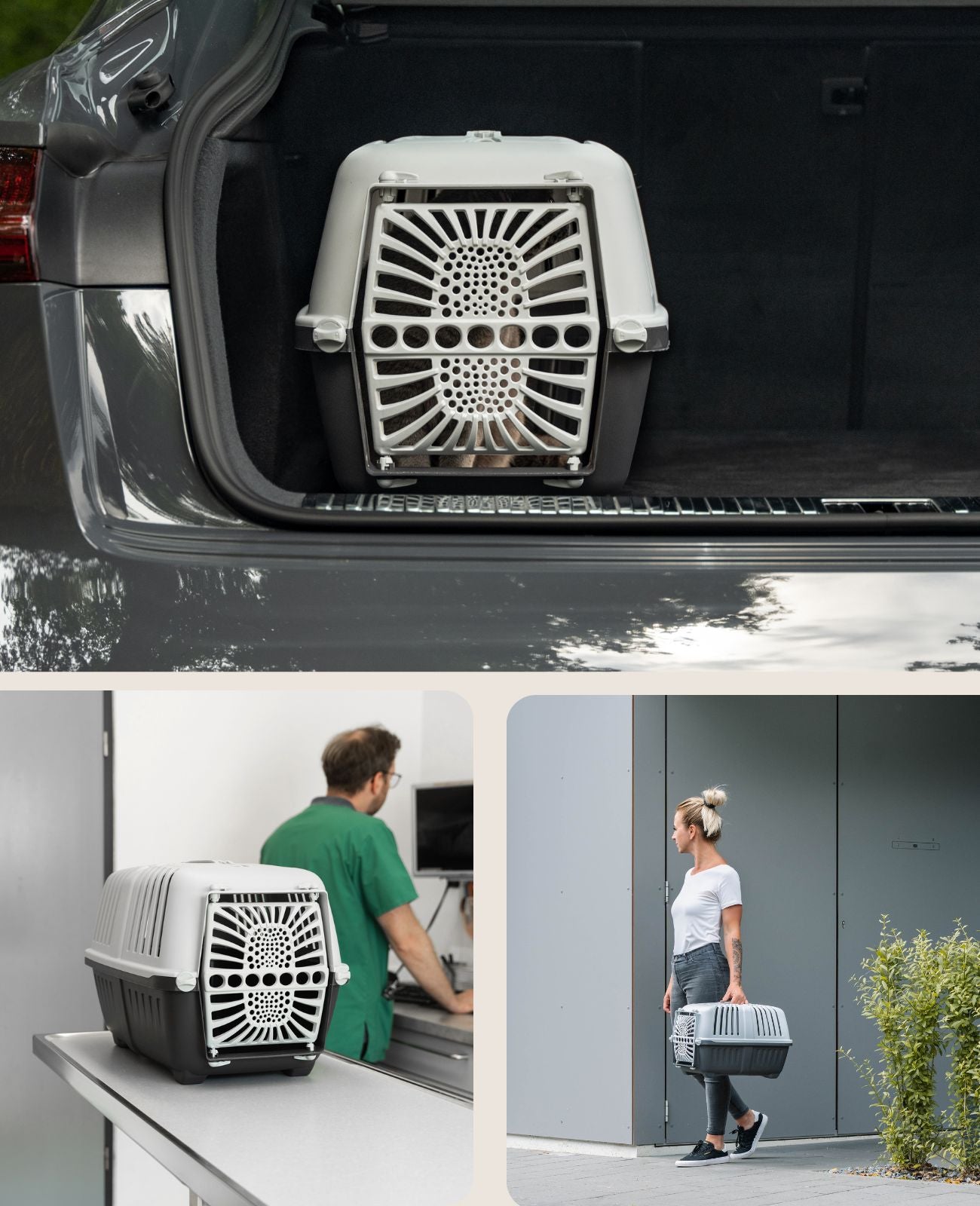 Boîte de transport pour chat en plastique