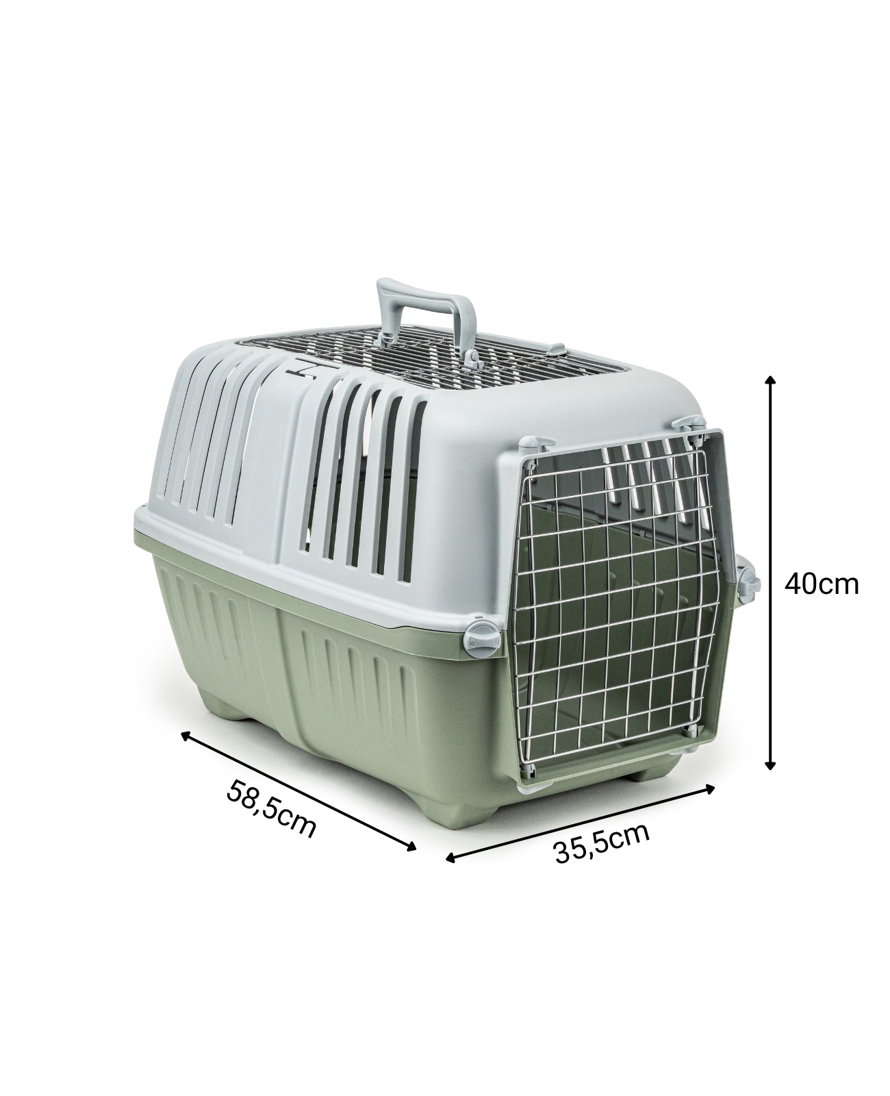 Caisse de transport pour chat Lionto en plastique avec porte et ouverture en métal, 58,5 x 35,5 x 40 cm